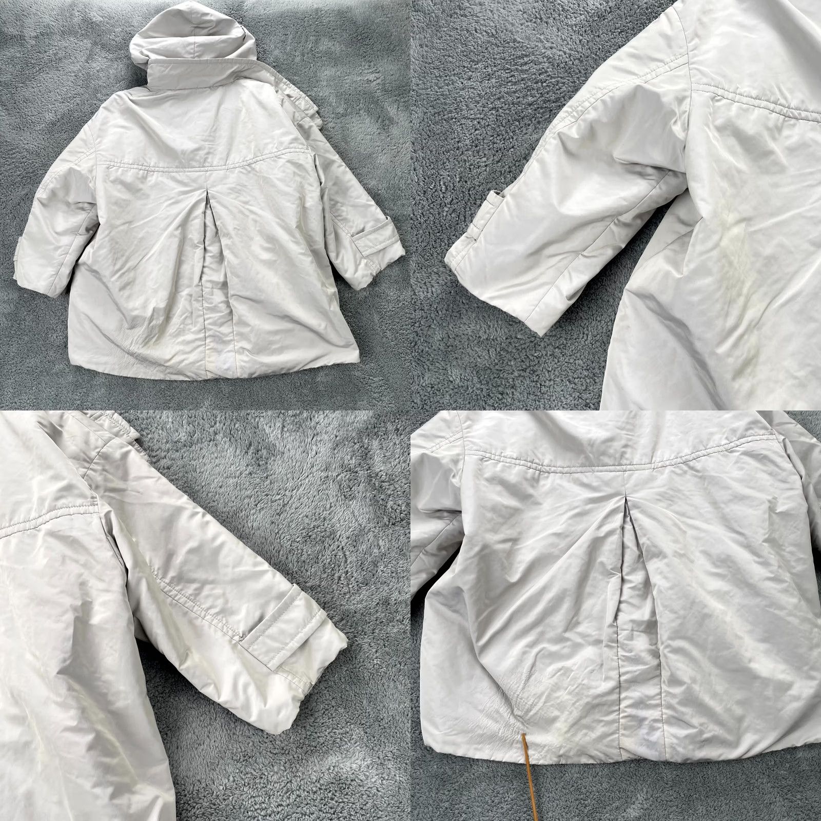 Brunello Cucinelli Brunello Cucinelli Jacket Womens XL White Silk Blend Hooded Removable Hood Parka Short Sleeve Long Sleeve Snap Closure Satin Lining Silk Size XL / US 12-14 / IT 48-50 - 9 Thumbnail