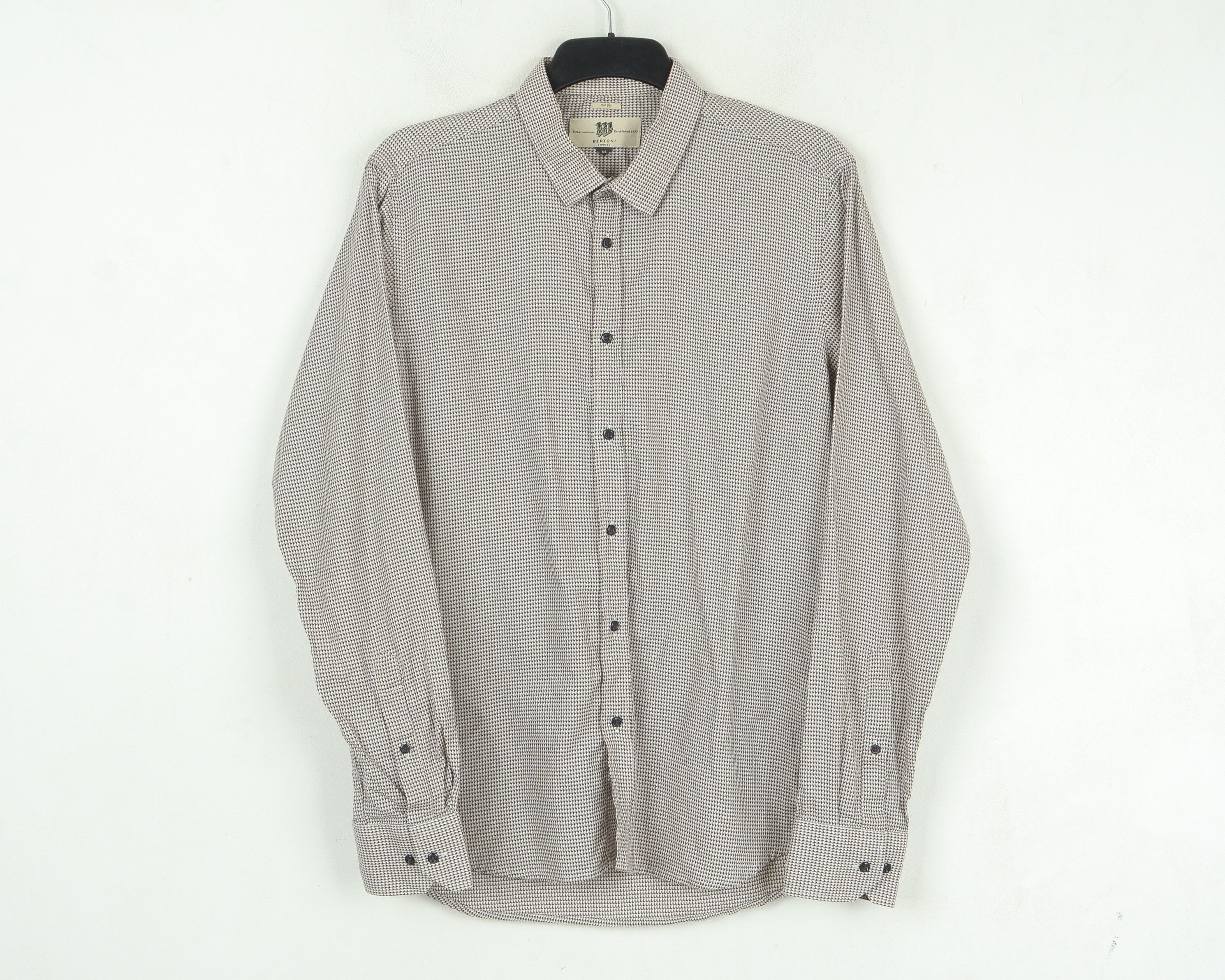 Designer BERTONI 17 1/2" Size 44 Two Ply Formal Shirt Button Casual Size 44R - 1 Thumbnail
