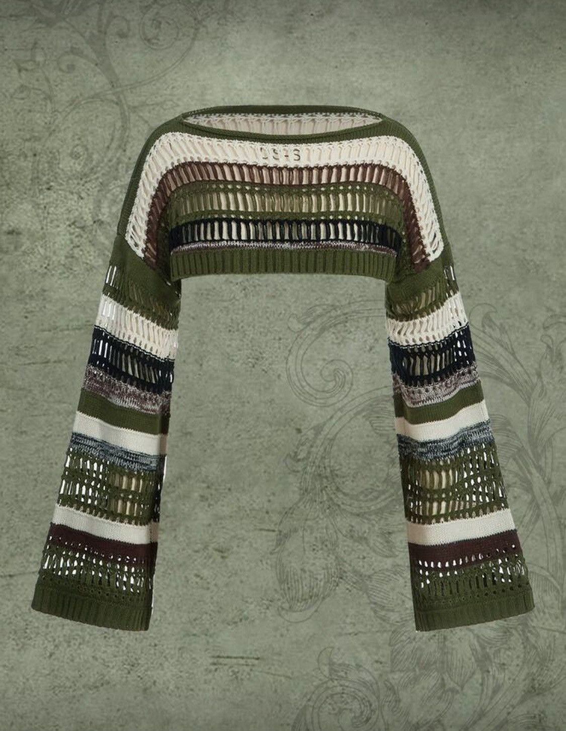Other Striped Knit Bell Sleeve Crop Top Size S / US 4 / IT 40 - 2 Thumbnail