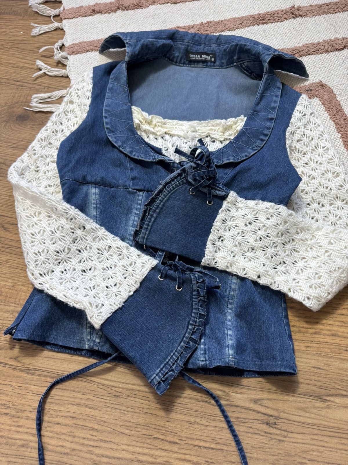 Vintage VINTAGE DENIM KNITTED BLOUSE LONGSLEEVE Size M / US 6-8 / IT 42-44 - 7 Thumbnail