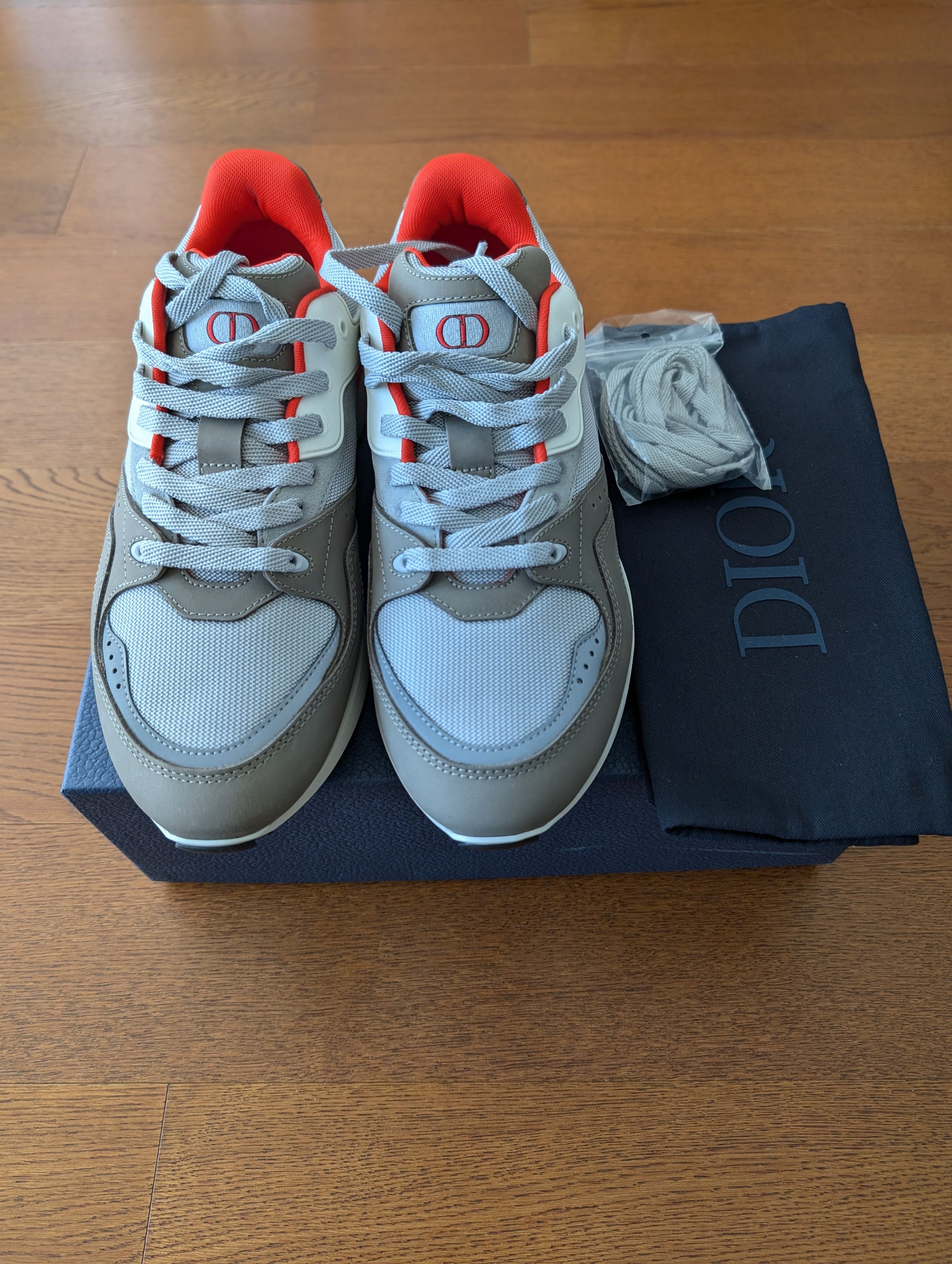 Dior NIB DIOR B29 SNEAKER ORANGE GRAY SIZE 9 42 Size US 9 / EU 42 - 1 Thumbnail