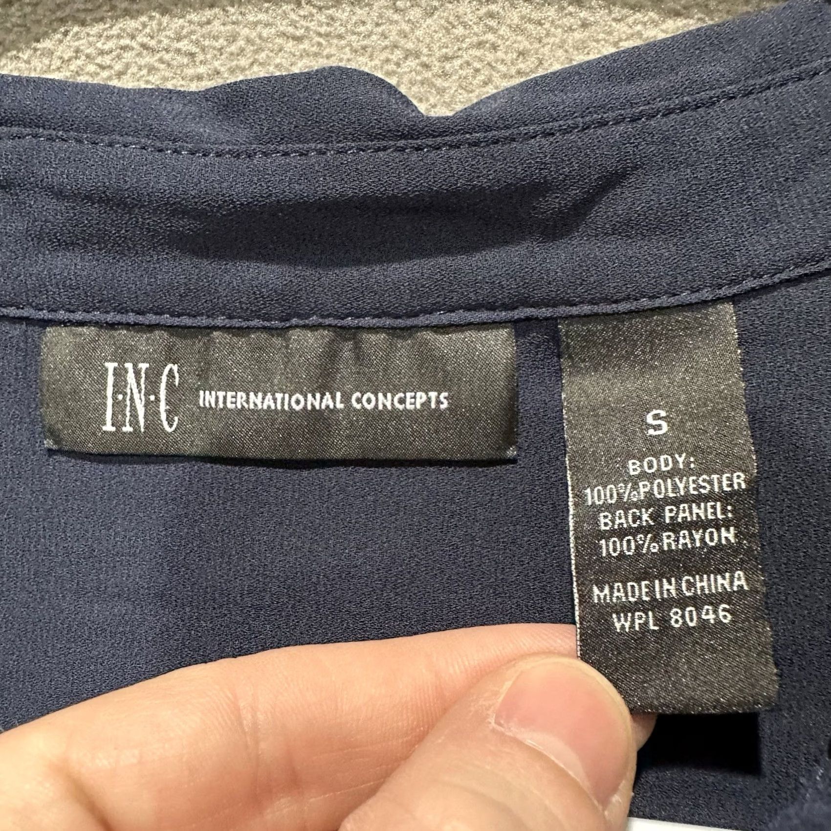 Vintage INC International Concepts Blouse Womens Small Blue Roll Tab Sleeve Button Up Size S / US 4 / IT 40 - 4 Thumbnail