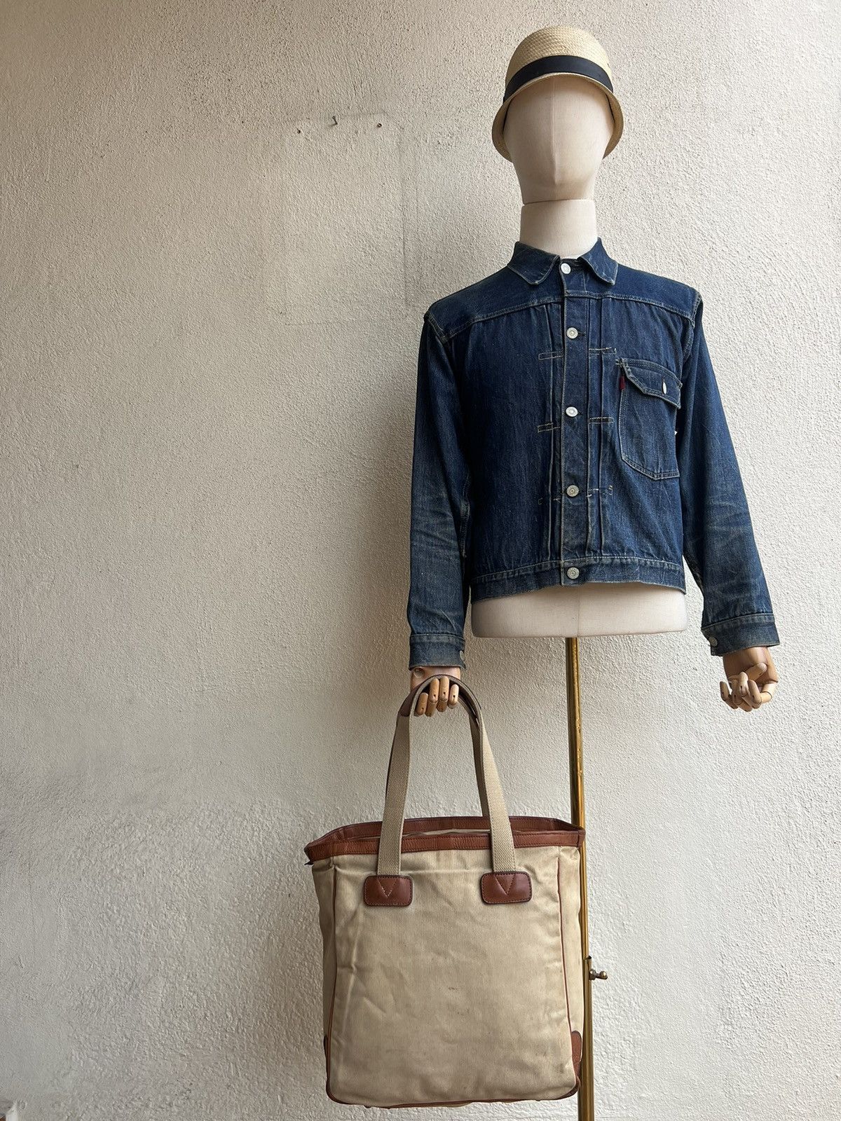 Leather Vintage Silver Lake Club Japan Dirty Muddy Canvas Tote Bag Size ONE SIZE - 1 Thumbnail