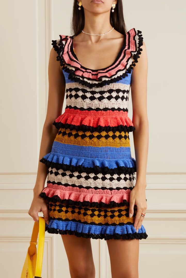 Zimmermann Zimmerman Tiggy Frill Sleeveless Mini Dress Crochet-Knit Size S / US 4 / IT 40 - 2 Thumbnail