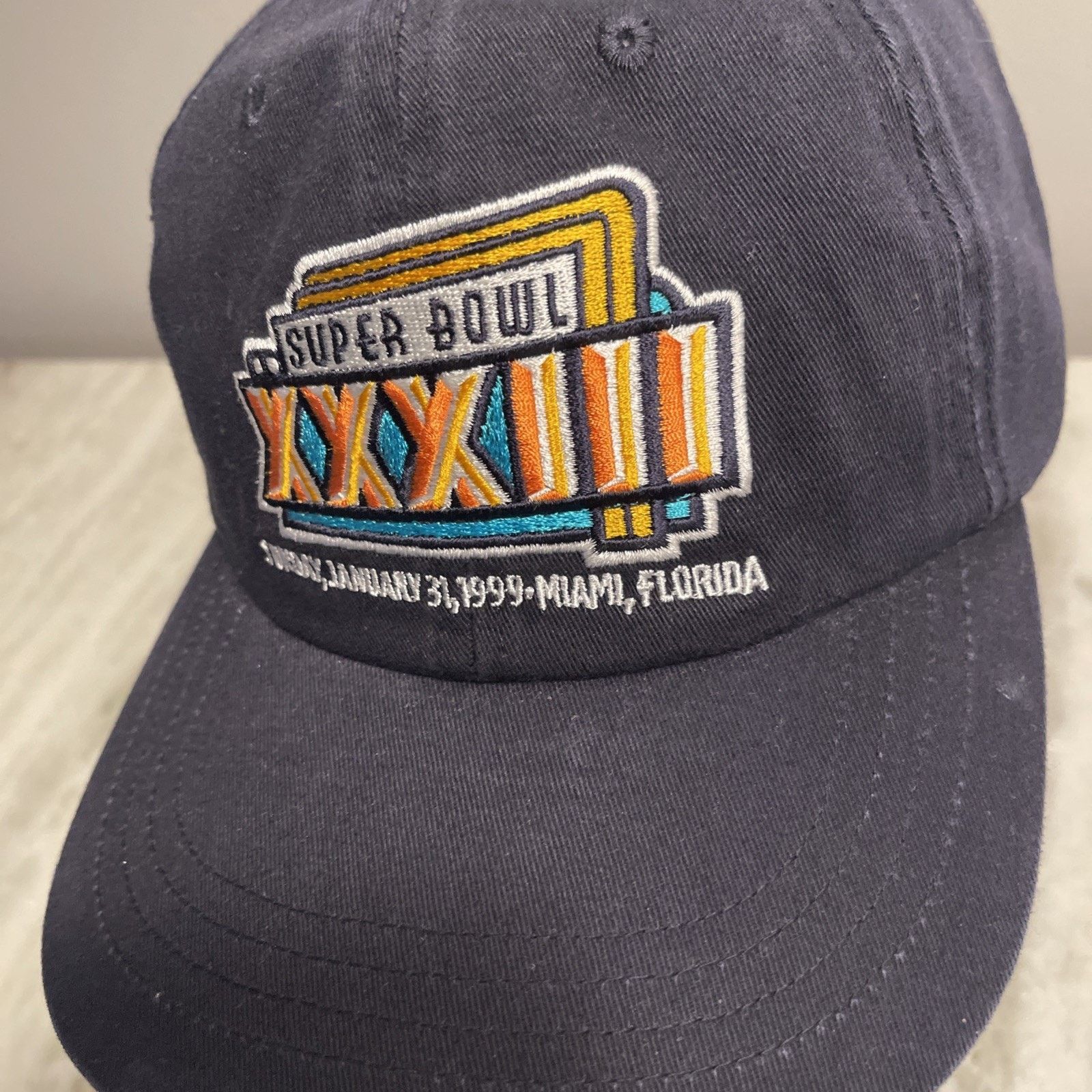 Logo 7 NWOT Vtg NFL Super Bowl XXXIII 1999 Miami Strapback Hat Size ONE SIZE - 3 Thumbnail