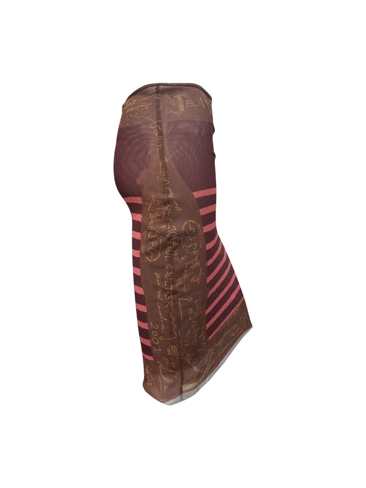 Jean Paul Gaultier JEAN PAUL GAULTIER S/S 2001 Graffiti Striped Mesh Midi Skirt Size 28" / US 6 / IT 42 - 3 Thumbnail