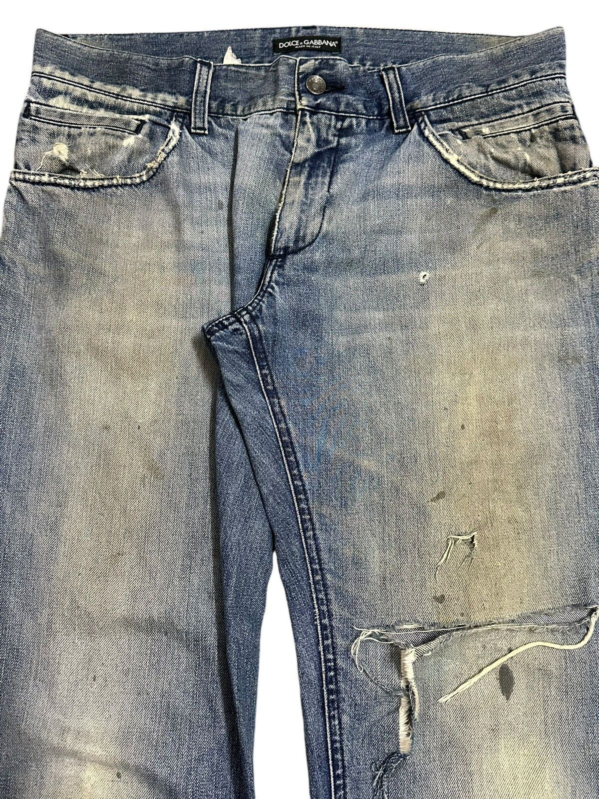 Dolce & Gabbana Vintage Dolce & Gabbana Mud Faded Wash Style Distress Jeans Size US 35 - 4 Thumbnail