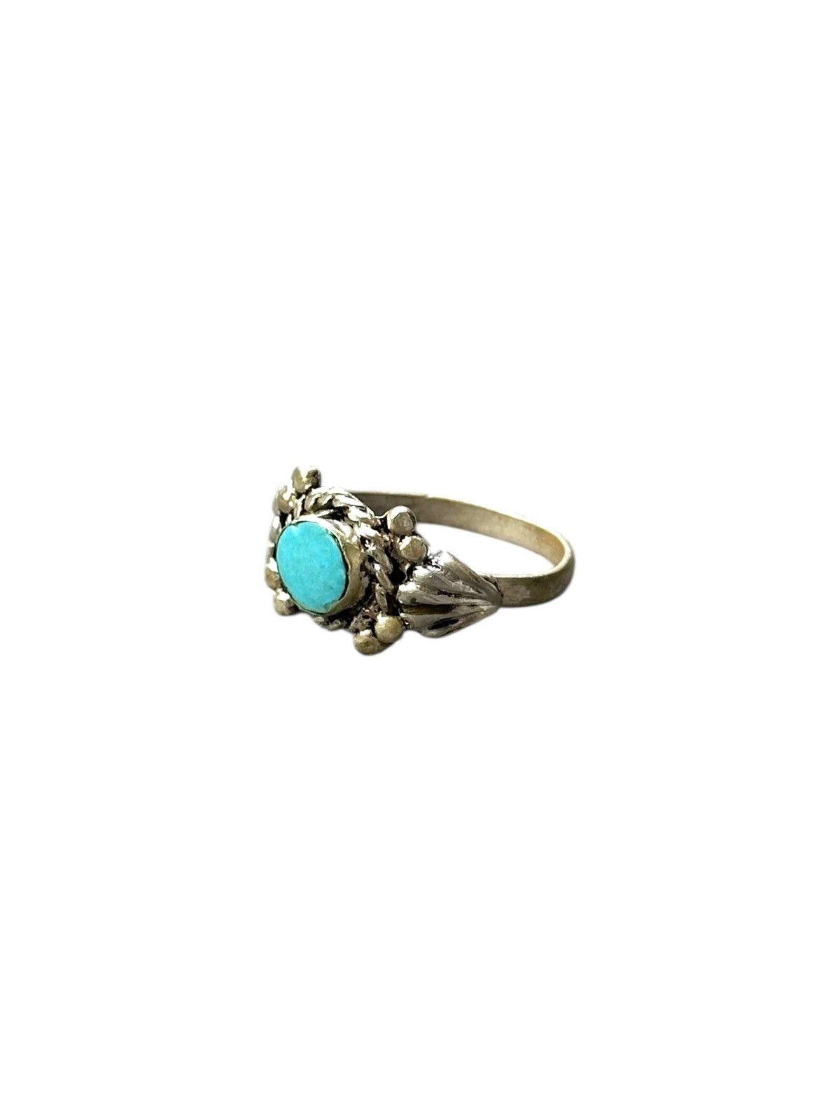 Native 1960s NATIVE AMERICAN NAVAJO TURQUOISE SILVER RING Size ONE SIZE - 4 Thumbnail