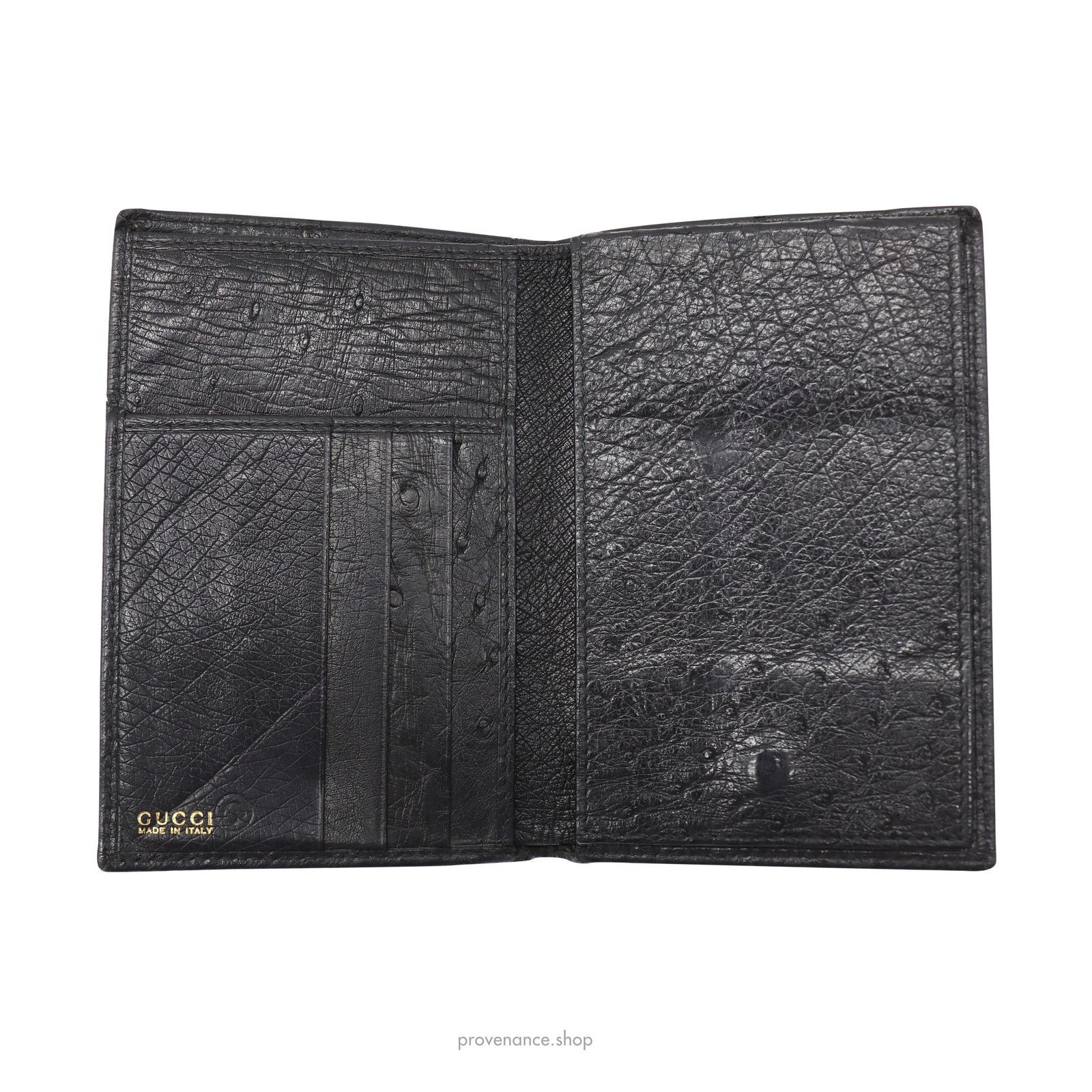 Gucci 🔴 Gucci Tall Wallet - Black Ostrich Leather Size ONE SIZE - 6 Thumbnail