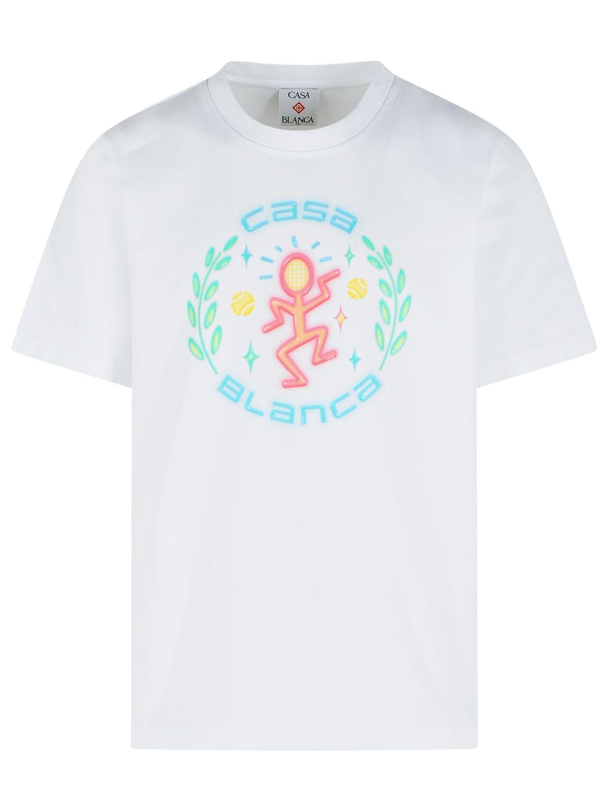 Casablanca CASABLANCA 'Dance Joy' White Cotton T-Shirt Size US S / EU 44-46 / 1 - 1 Thumbnail
