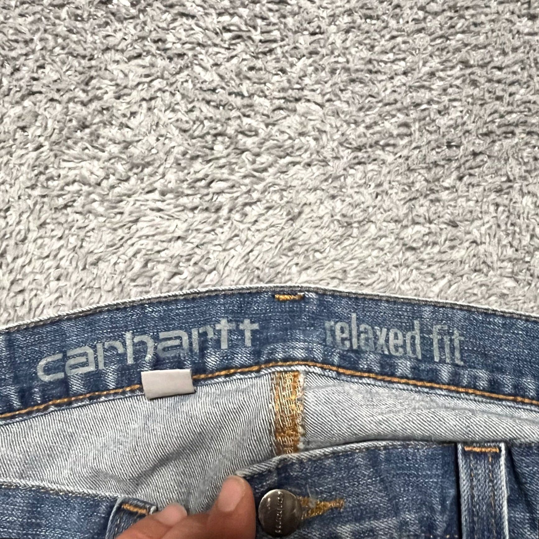 Carhartt Carhartt Jeans Mens 36 Short Blue Denim Relaxed Hemmed 25 Inseam Straight Mens Blue Jeans Size US 36 / EU 52 - 5 Thumbnail