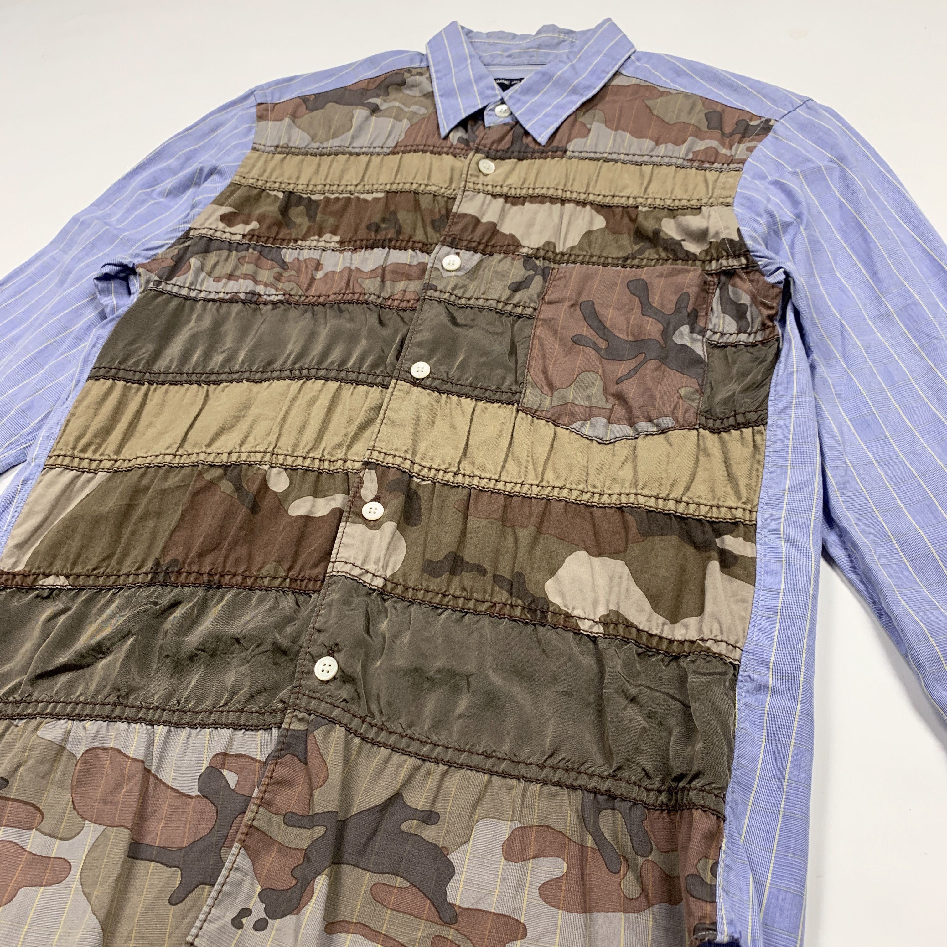 Comme des Garcons × Comme des Garcons Homme Plus 2011 Camo Patchwork Stripe Shirt Size M / US 6-8 / IT 42-44 - 3 Thumbnail