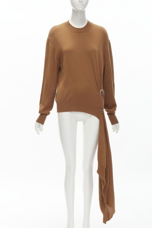 MONSE MONSE brown 100% wool XL safety pin draped hem sweater M Size M / US 6-8 / IT 42-44 - 1 Thumbnail