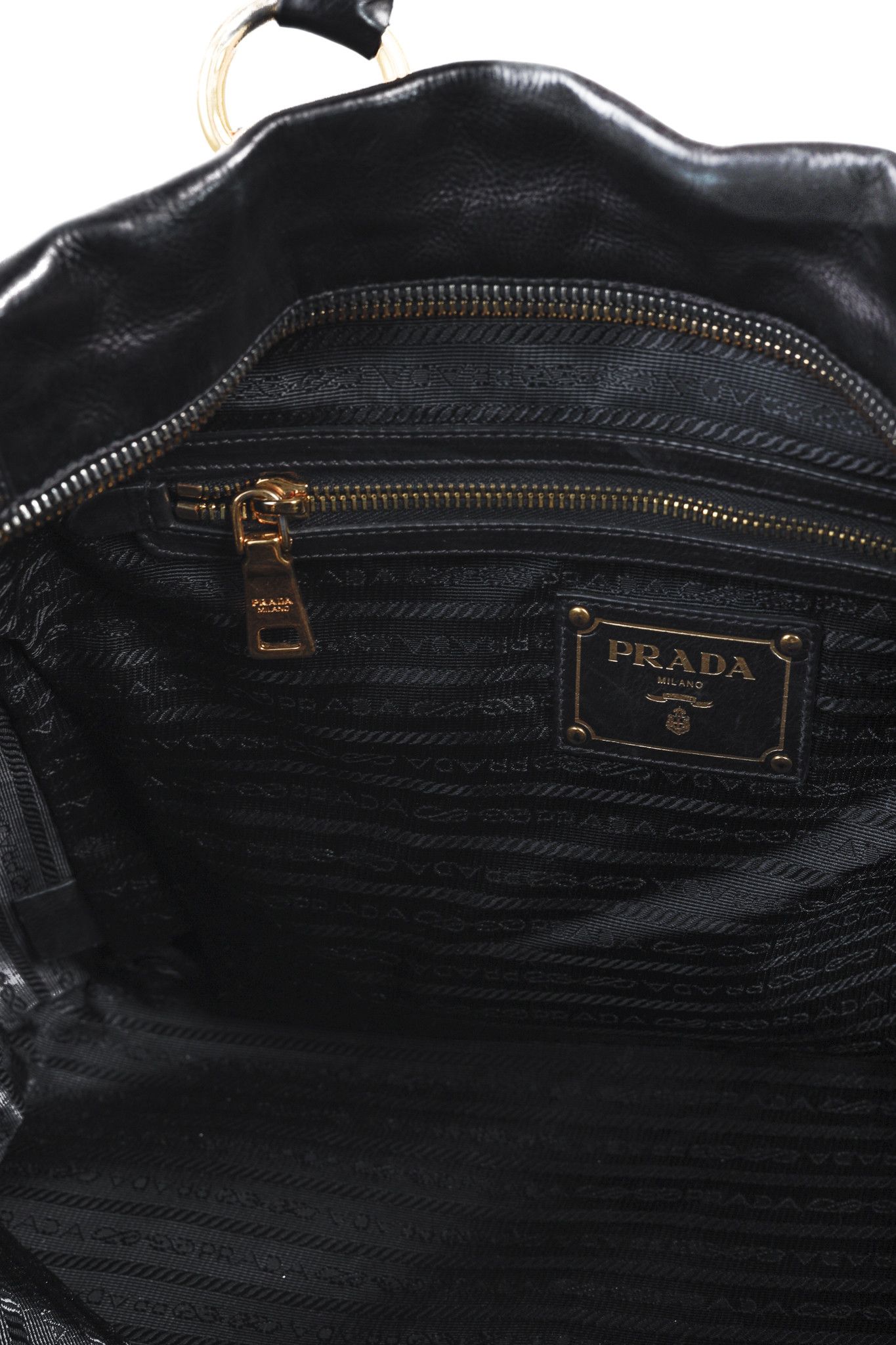 Prada Prada Craquele Nero Glace Calf Leather Studded Shopper Tote Size ONE SIZE - 17 Thumbnail