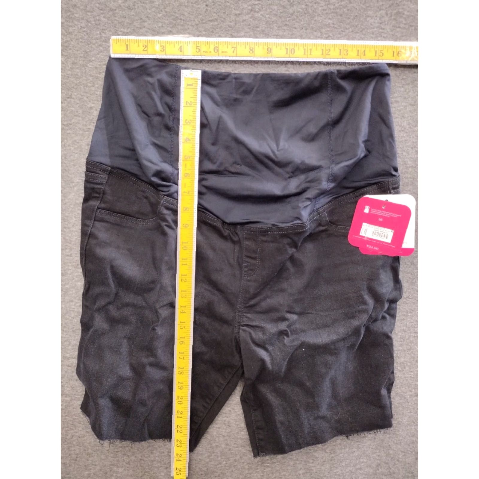 Denime Isabel Maternity Shorts Black Denim Crossover Panel Bermuda Size 16 Size 38" / US 16 / IT 52 - 4 Thumbnail