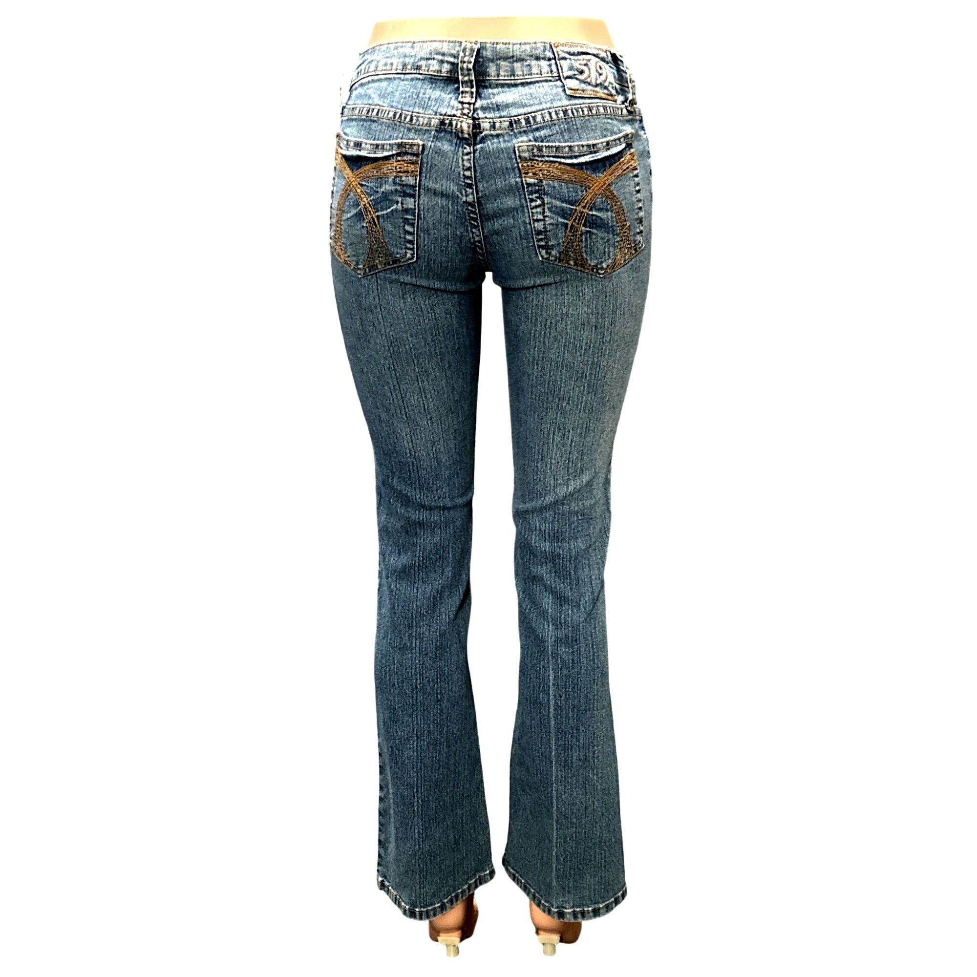 Other Authentic 579 Jeanswear Denim Blue Mid Rise Straight Leg Emb Size 31" - 3 Thumbnail