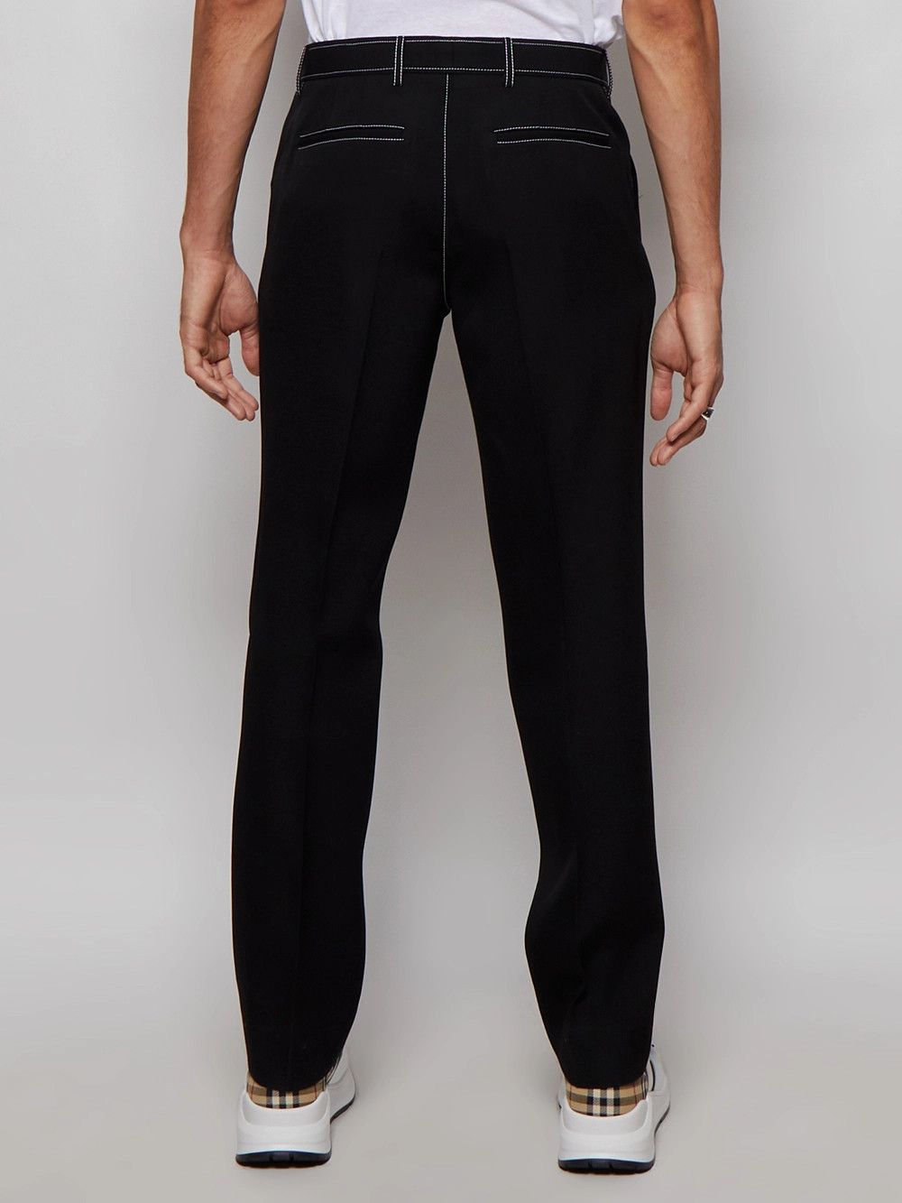 Burberry o1mle0326 Grain De Poudre Wool Tailored Pats in Black Size US 34 / EU 50 - 5 Thumbnail