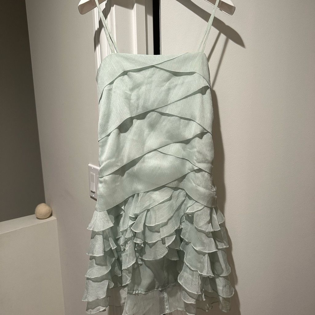 Other Light Blue Mint Ruffle Mini Dress Size S / US 4 / IT 40 - 5 Thumbnail