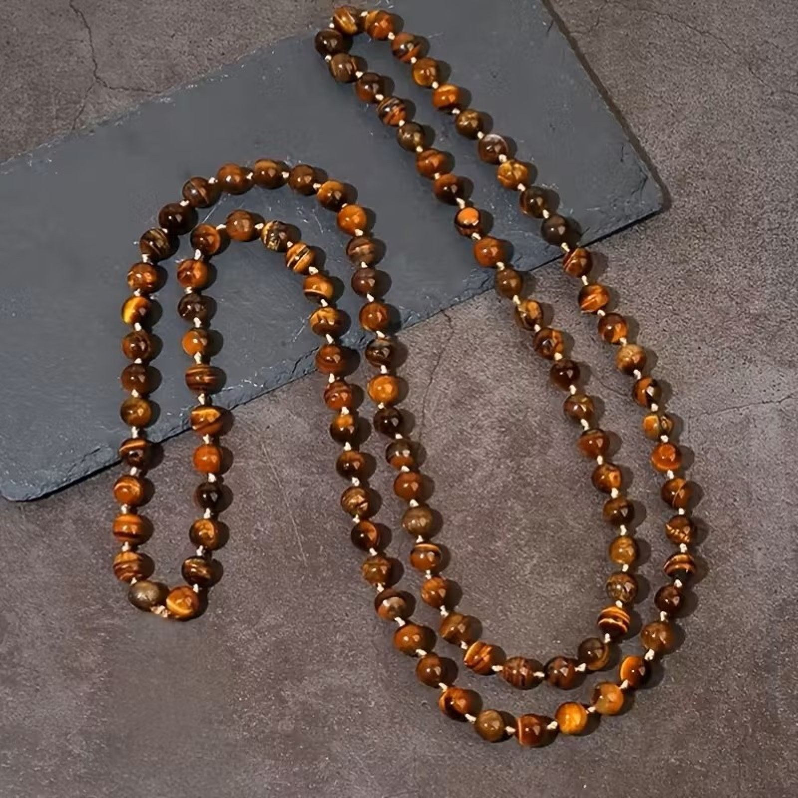 Other 47" Faux Tiger Eye Bead Necklace - Boho Brown Glass Bead Size ONE SIZE - 1 Thumbnail