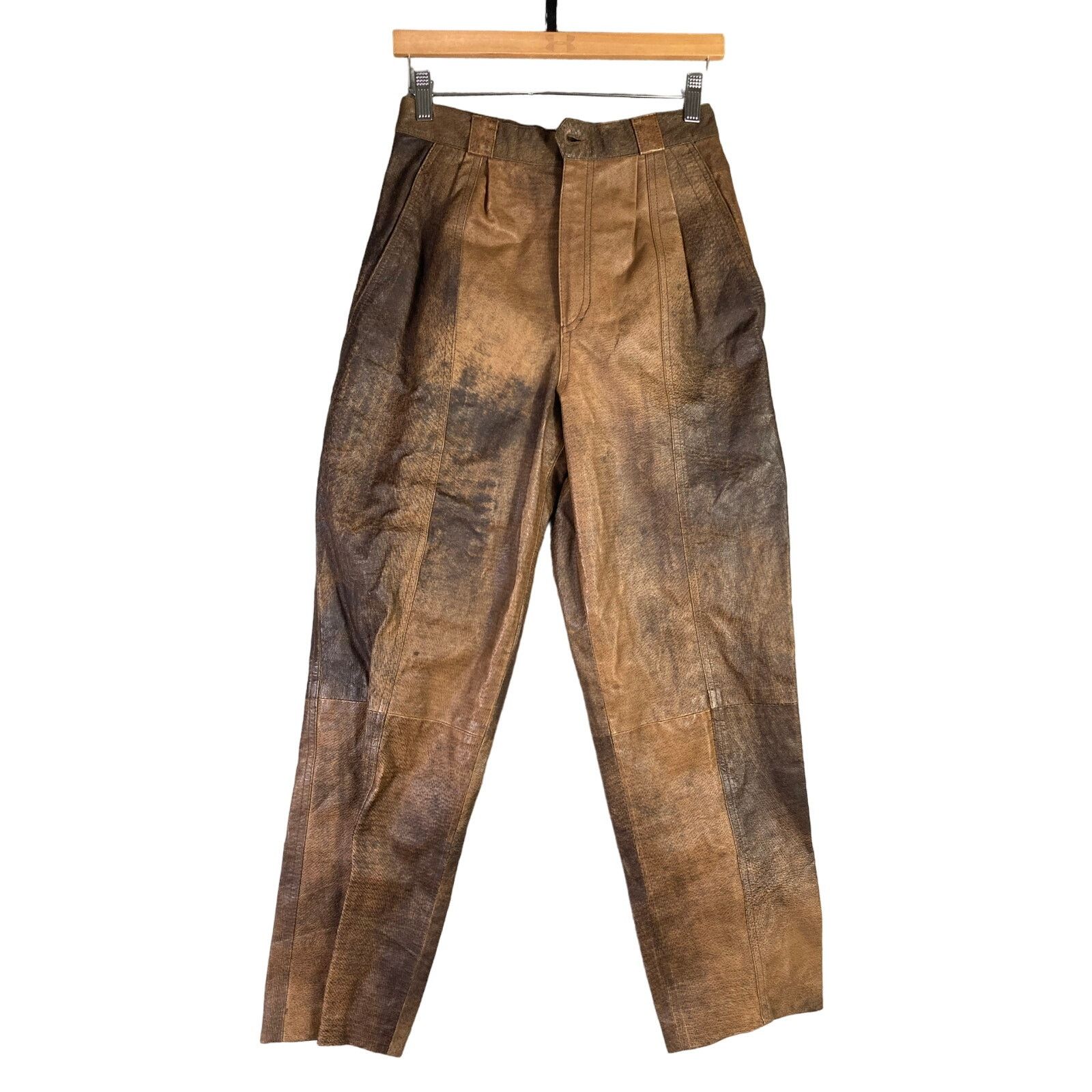 Vintage Women's Vintage Leather Pants Brown Size 8 80s International Size 30" / US 8 / IT 44 - 1 Thumbnail