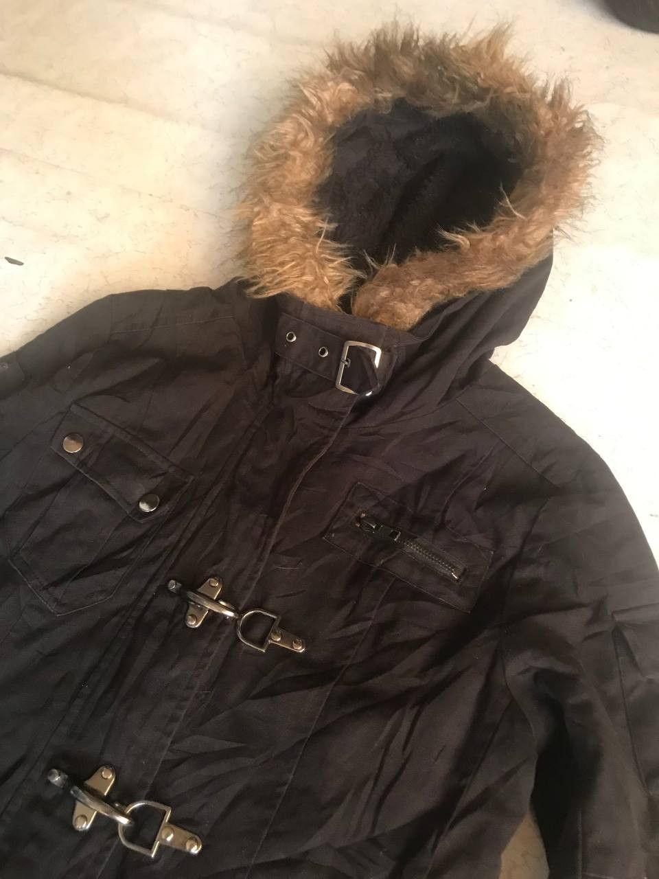 image of If Six Was Nine Liz Lisa Fur Parka Jacket Neck Belt L.g.b Inspire in Black, Men's (Size Small)