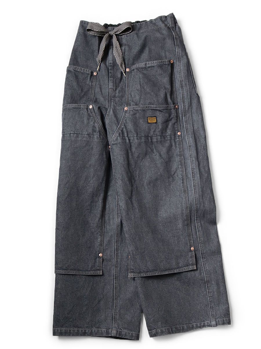 Kapital Kapital 14oz Black Denim W Knee Easy Baggy Pants | Grailed
