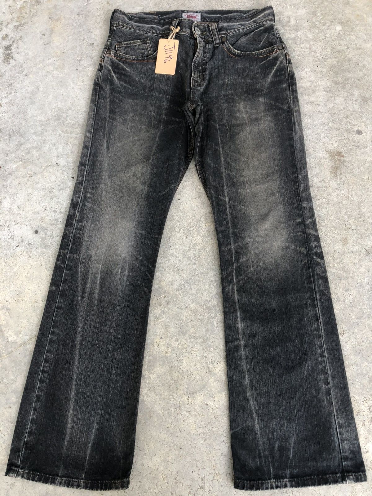 If Six Was Nine Japanese Edwin XV Flared Jeans Distressed Denim Size US 33 - 1 Thumbnail