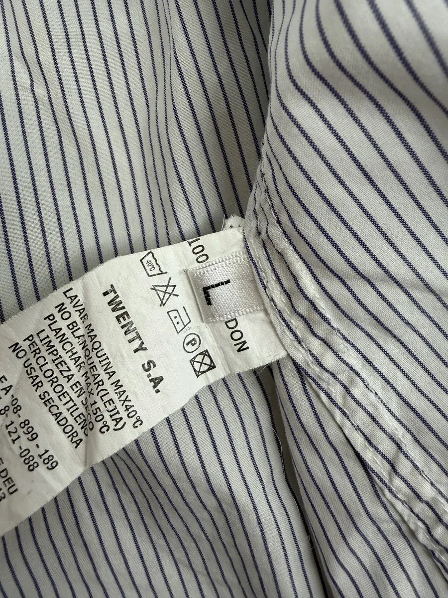 Marithe + Francois Girbaud 2000s Marithé + François Girbaud White & Blue Striped Signature Shirt Size US M / EU 48-50 / 2 - 6 Thumbnail