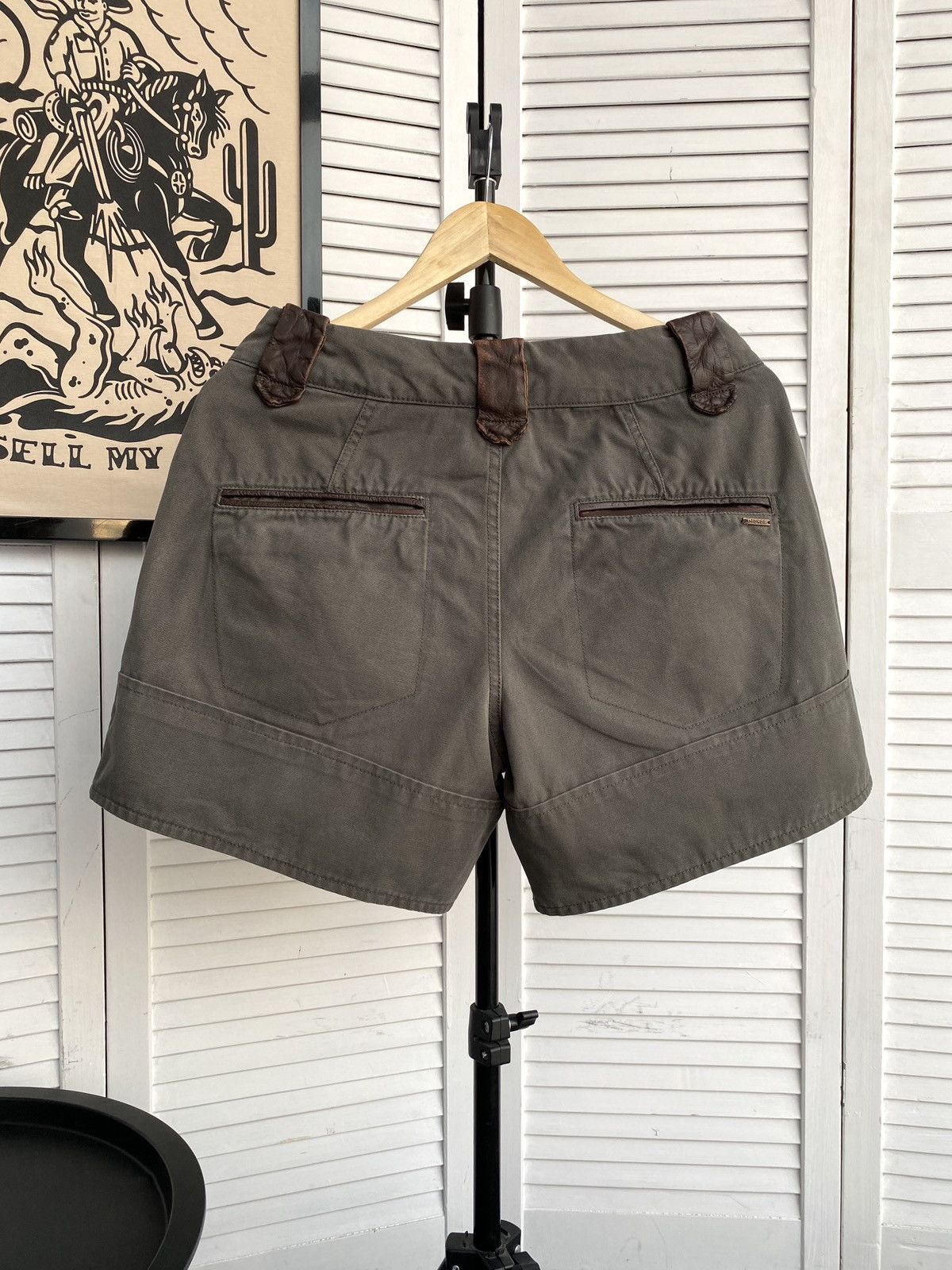 Diesel Diesel Vintage Khaki Military Cargo Shorts Leather Straps Size 29" - 2 Thumbnail
