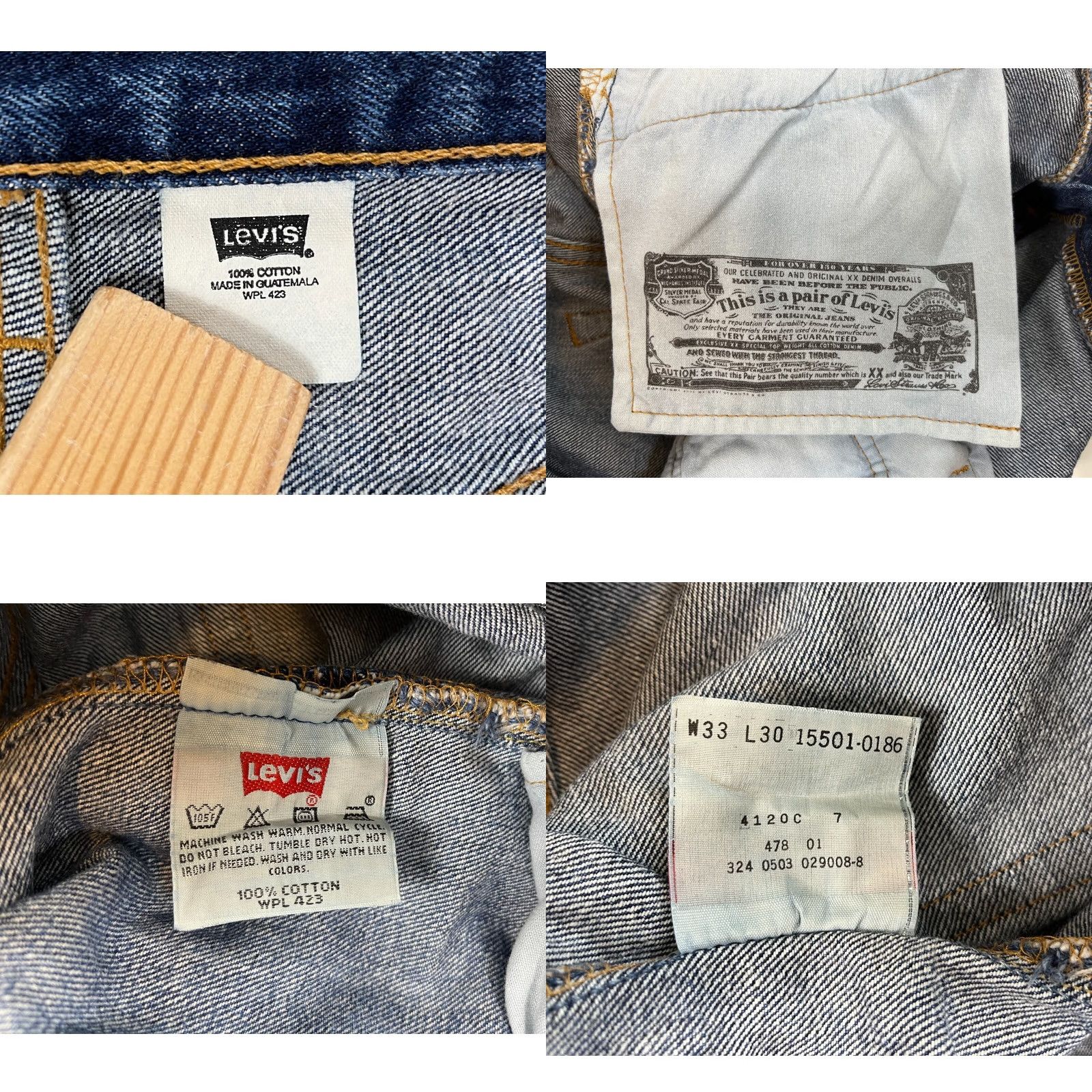 Levi's VINTAGE Levi's 501 Jeans Men's Medium Wash 33x30 90s Blue Denim Straight 5-Pocket Mens Size US 33 - 8 Thumbnail