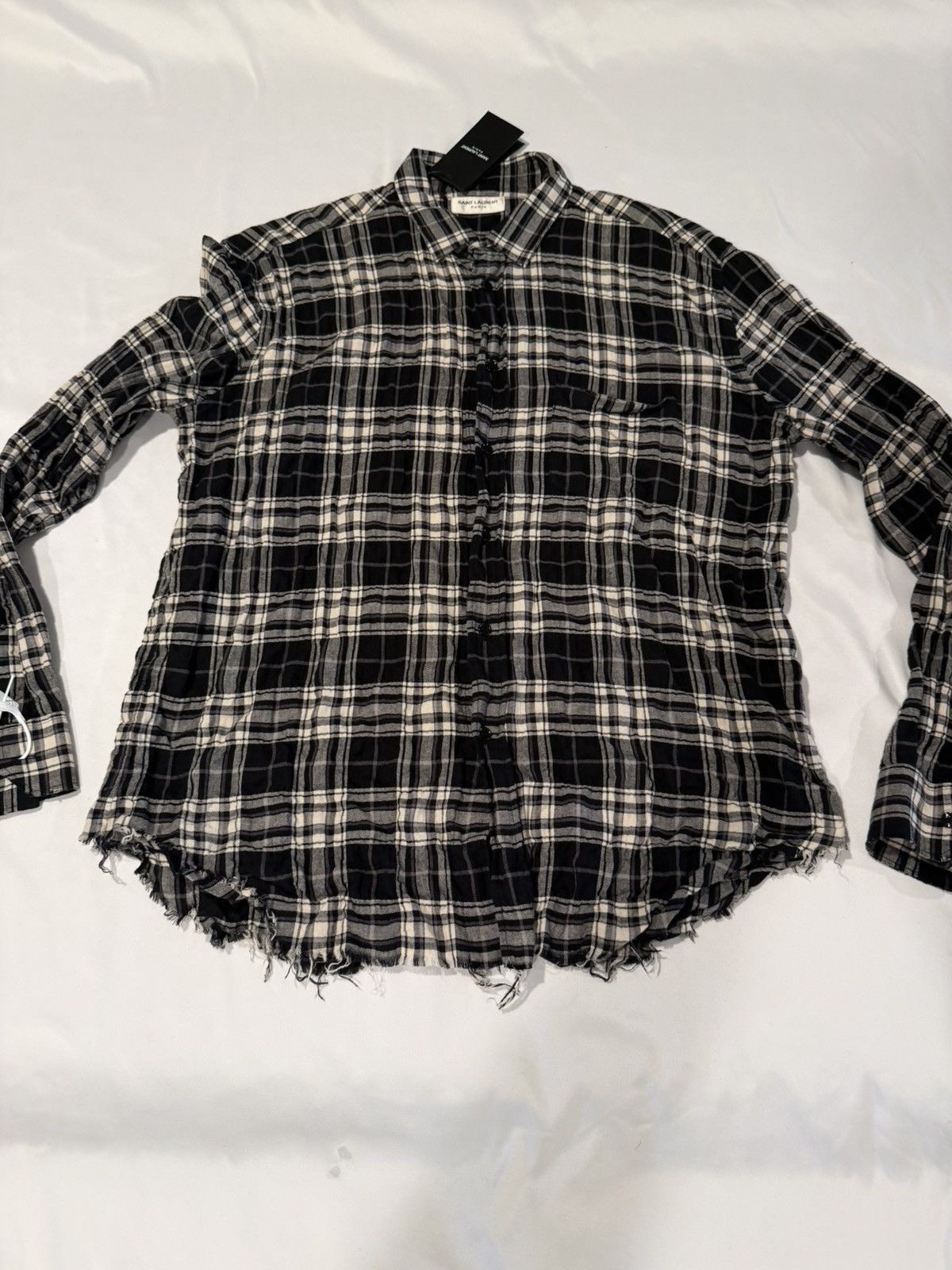 Saint laurent hedi slimane raw edge shirt. 42/16.5. $890