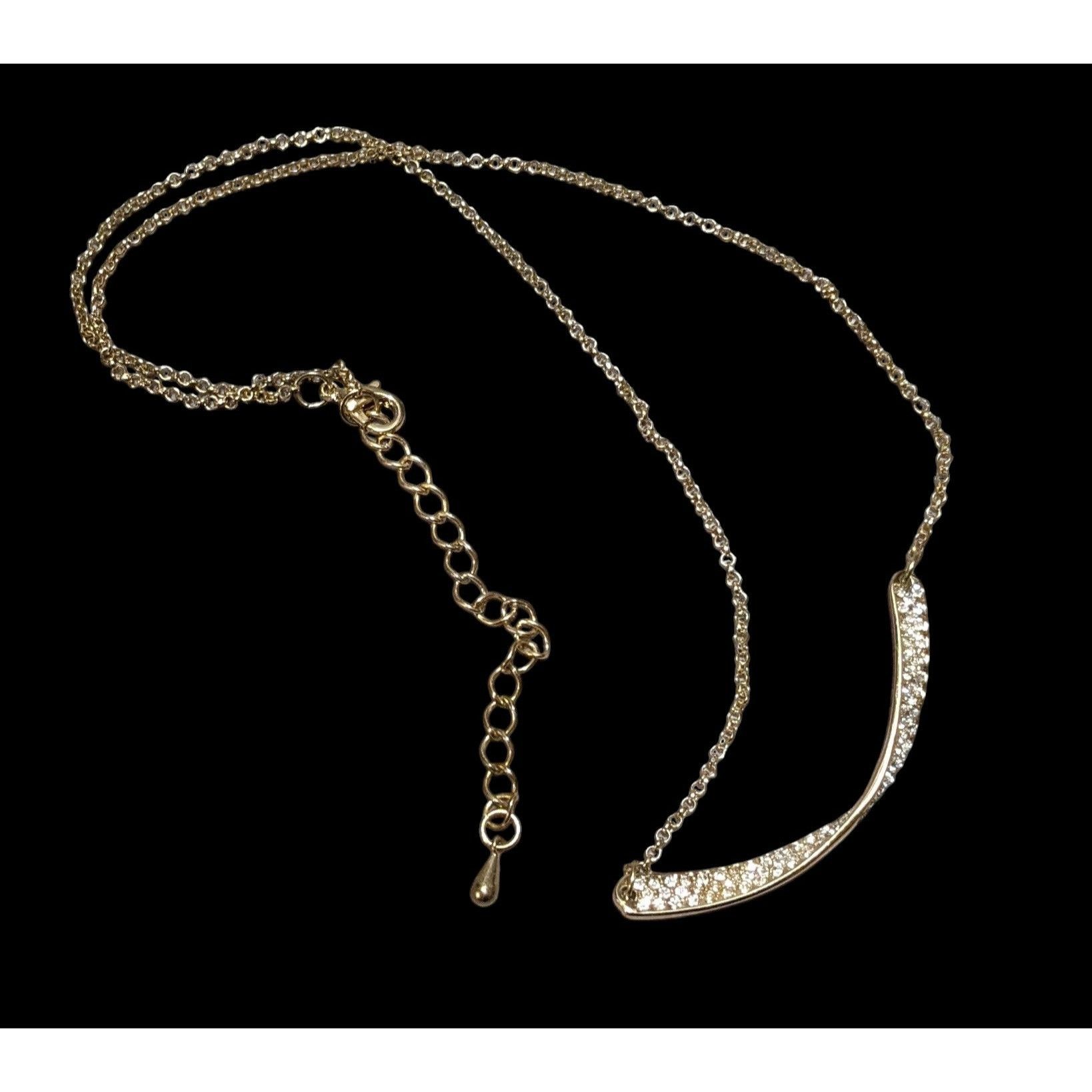 Other Sparkly Glam Gold Rhinestone Twisted Bar Necklace Size ONE SIZE - 1 Thumbnail