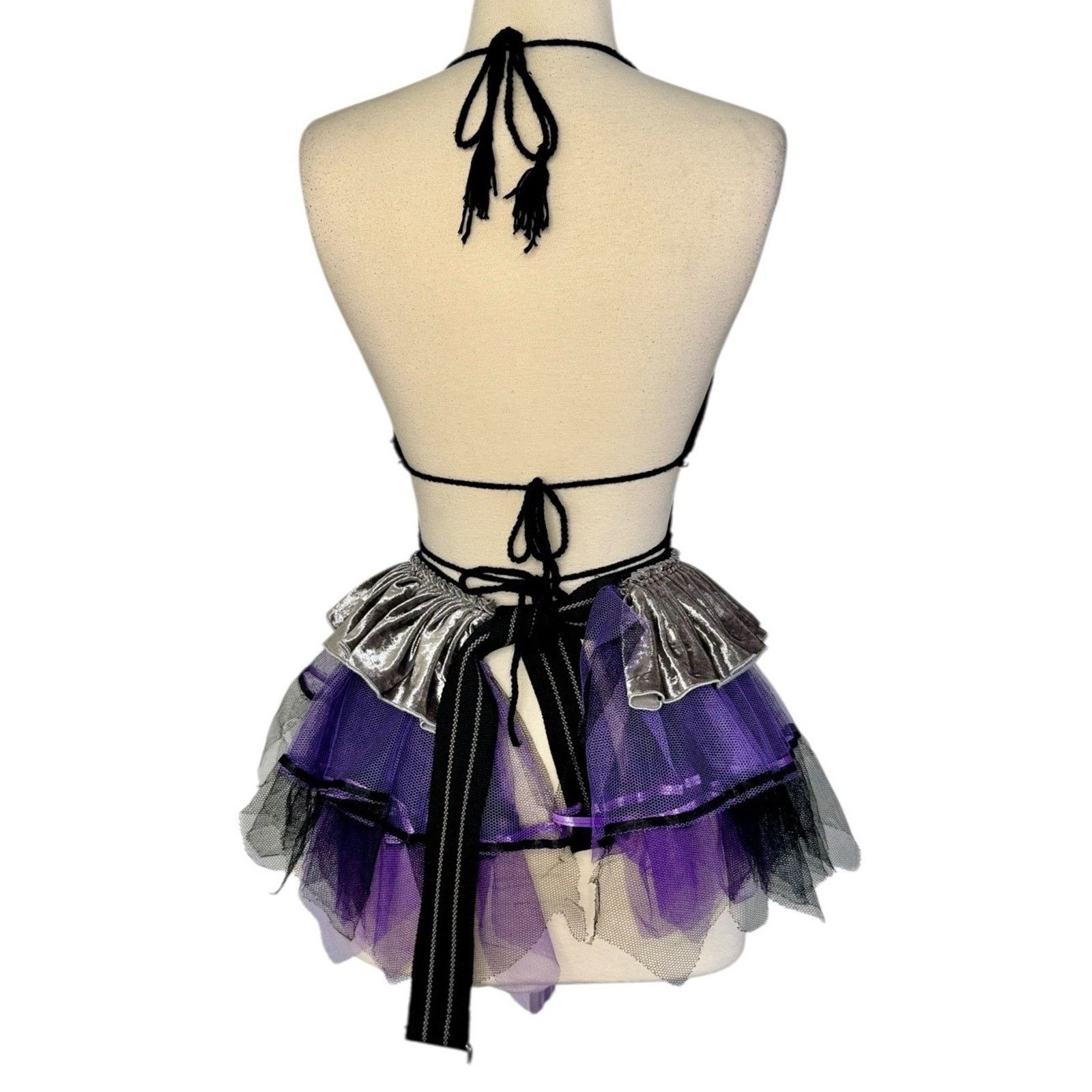 Other Y2K Crochet Butterfly Top Velvet Mesh Tutu Cyberpunk OS Size 32" / US 10 / IT 46 - 7 Thumbnail