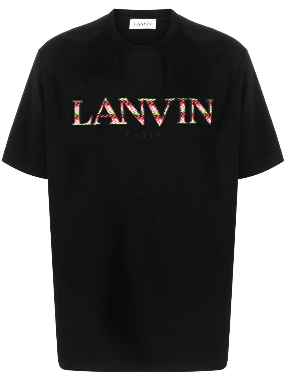 Lanvin oc11z0426 Logo Embroidered Cotton T-Shirt in Black Size US S / EU 44-46 / 1 - 1 Thumbnail