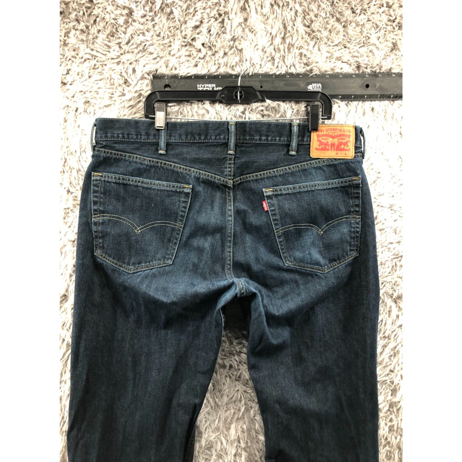 Levi's Levi's 559 Jeans Mid Rise Dark Wash Blue 38x32 Mens Regular Straight Denim Cotton Blend 5-Pocket Belt Loops Blue Size US 38 / EU 54 - 7 Thumbnail
