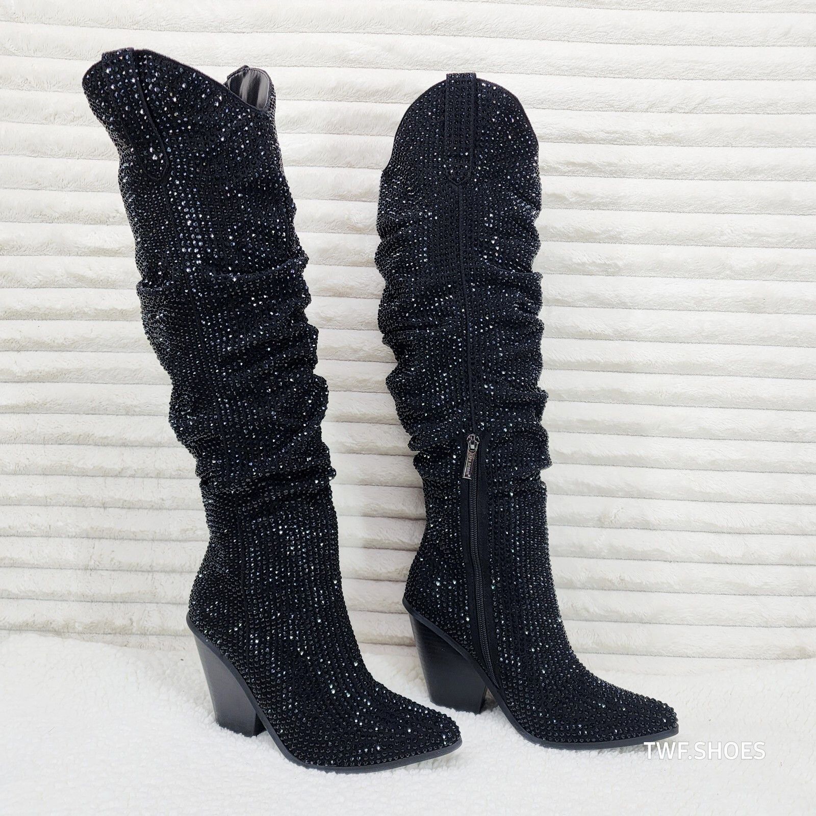 Other Cape Robbin Diamond Rider Black Rhinestone Western Slouch D Size US 8 / IT 38 - 4 Thumbnail
