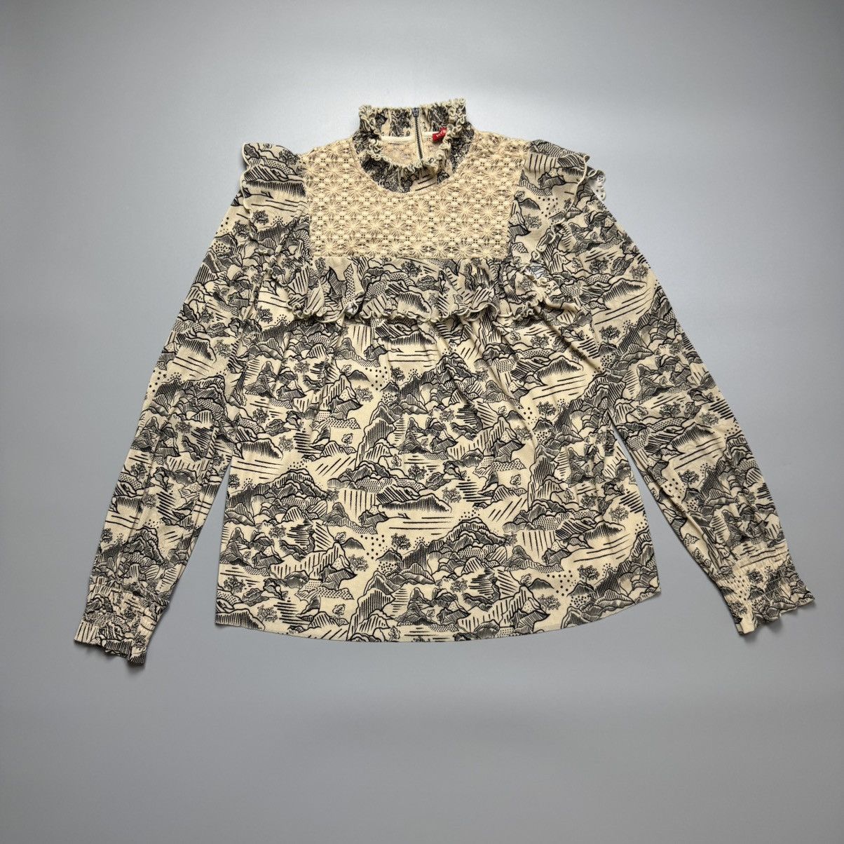 Vivienne Tam Vivienne Tam - Landscape Ruffle High Collar Mesh Size S / US 4 / IT 40 - 1 Thumbnail
