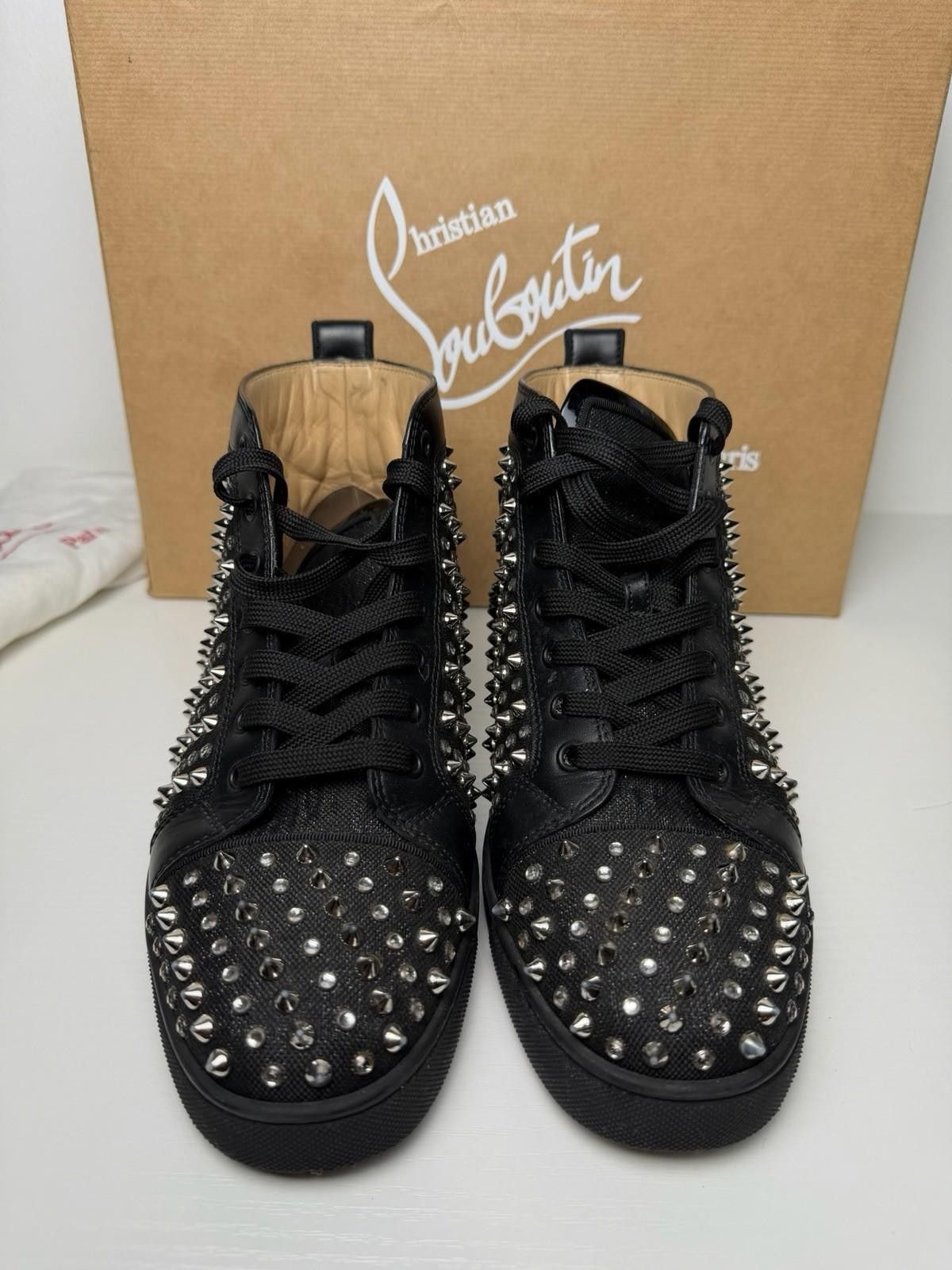 Christian Louboutin Christian Louboutin Louis High Top Black Crystal Spikes Size US 8 / EU 41 - 2 Thumbnail