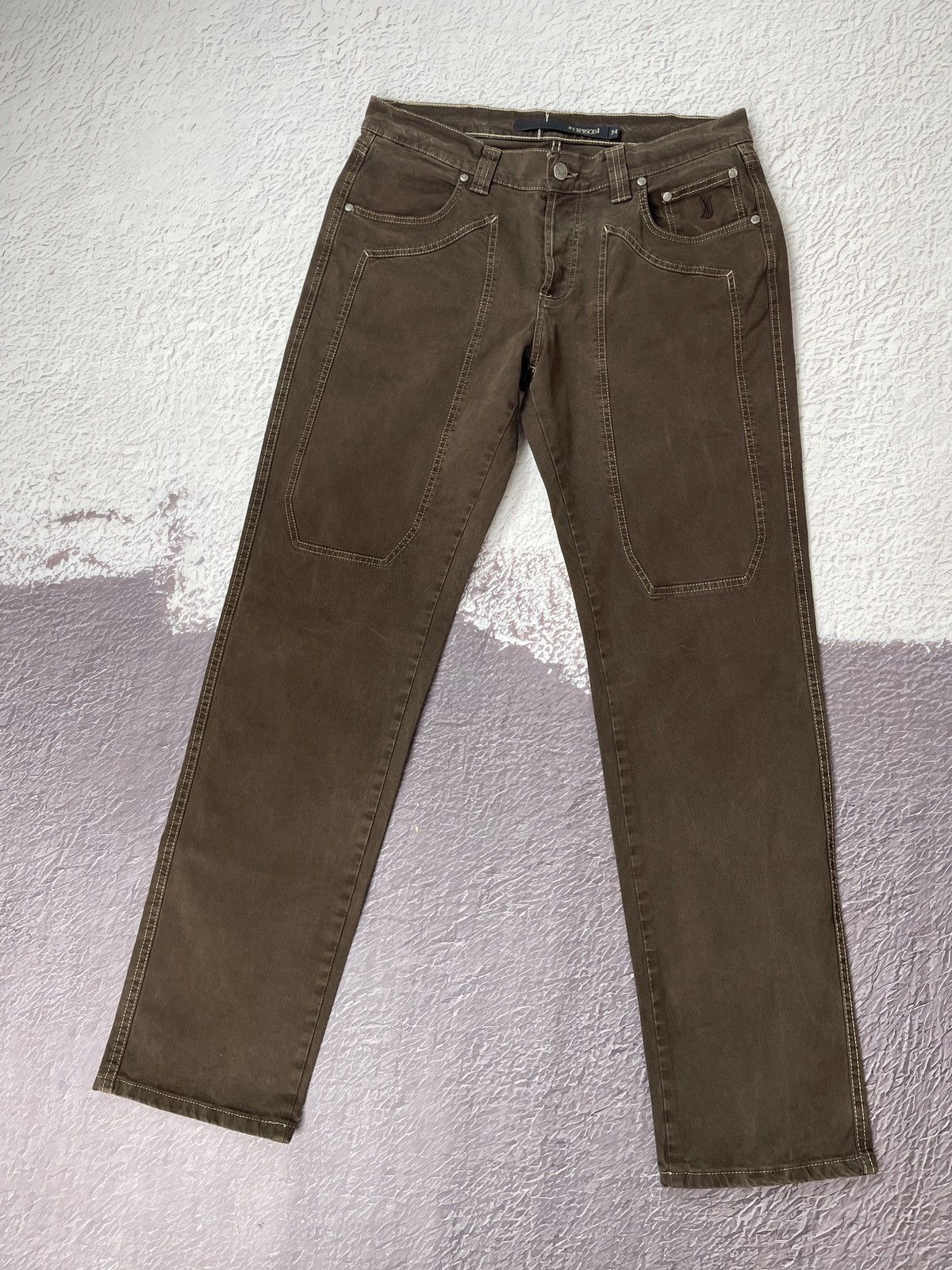 Jeckerson vintage brown smart casual denim pants