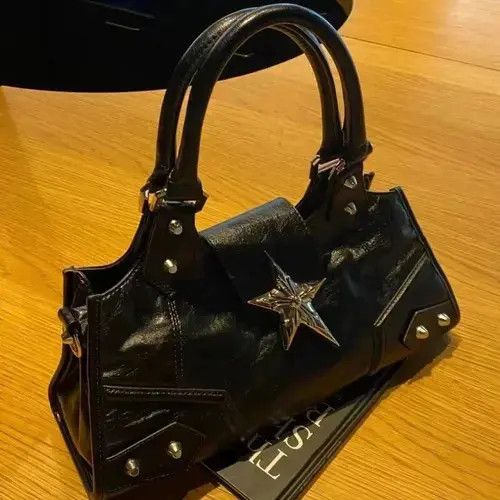 Vintage Aesthetic Gothic Star Black Bag Size ONE SIZE - 2 Thumbnail