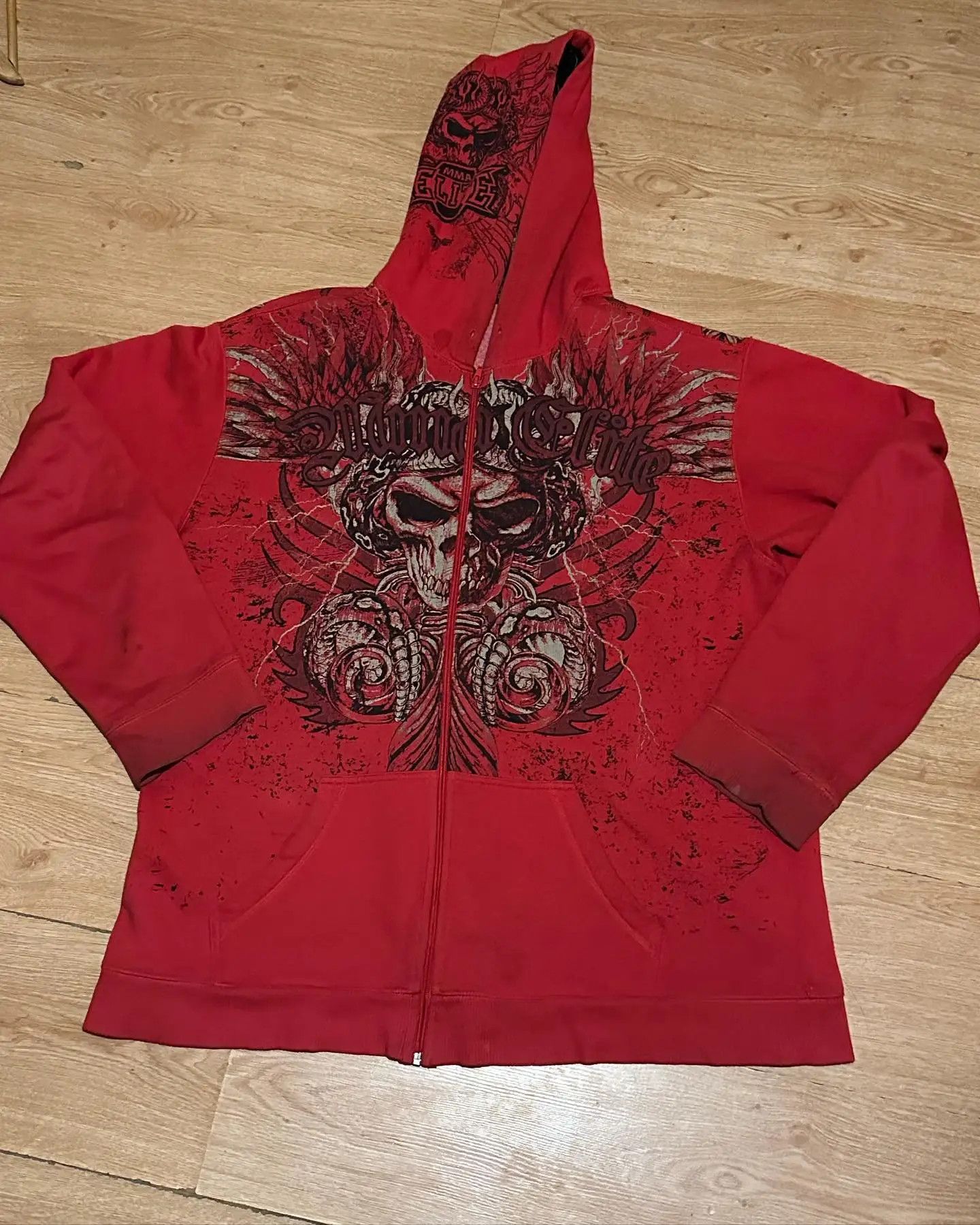 image of Red Skull Hoodie, Men's (Size Medium)
