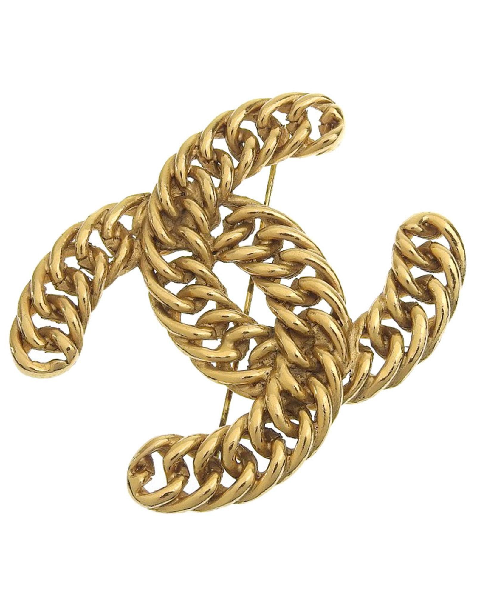image of Chanel Gold Plated Coco Mark Brooch By Iconic French Designer, Women's