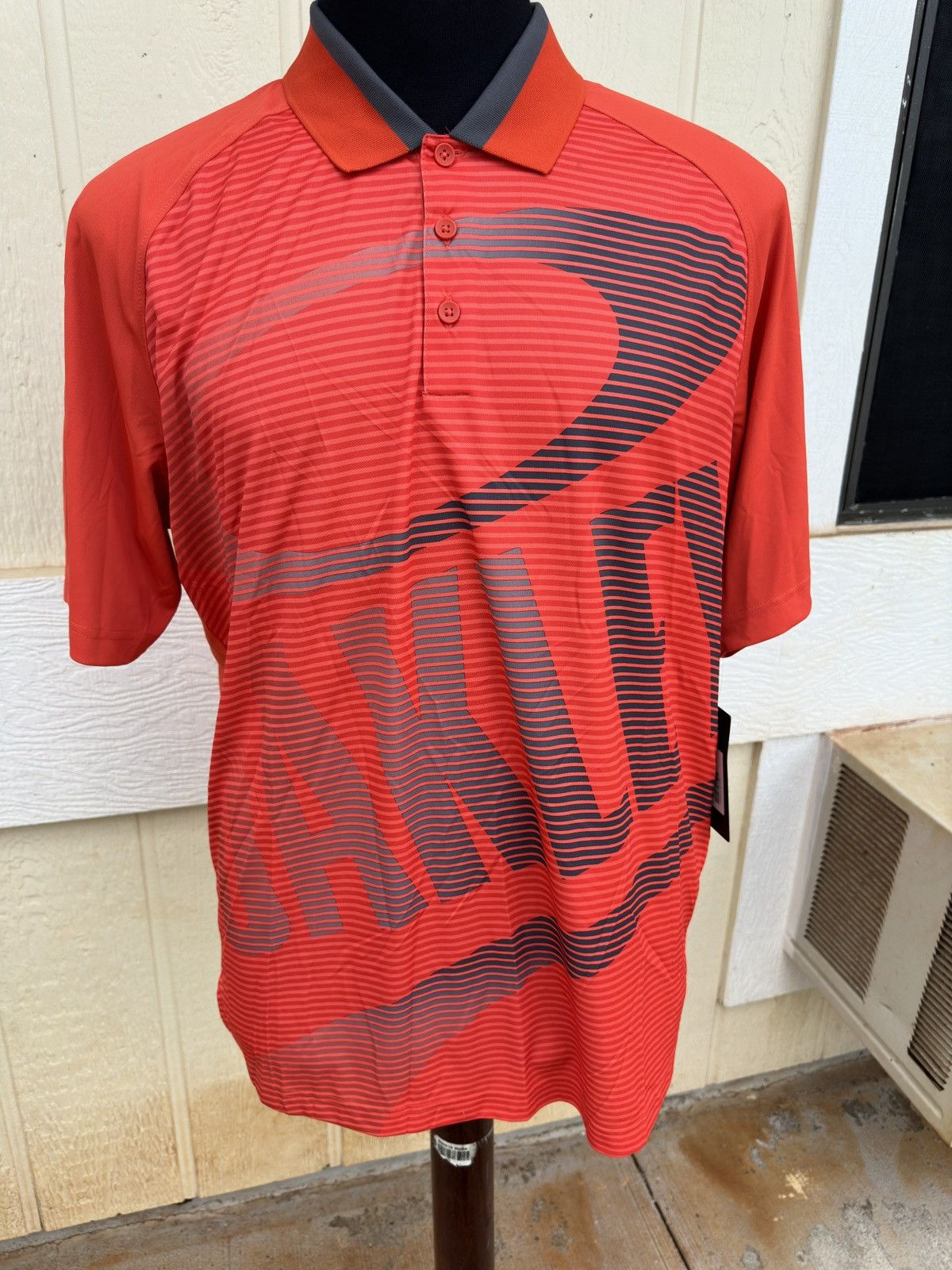 New Oakley Polo Shirt Men's Large Golf Turtle Bay Orange
