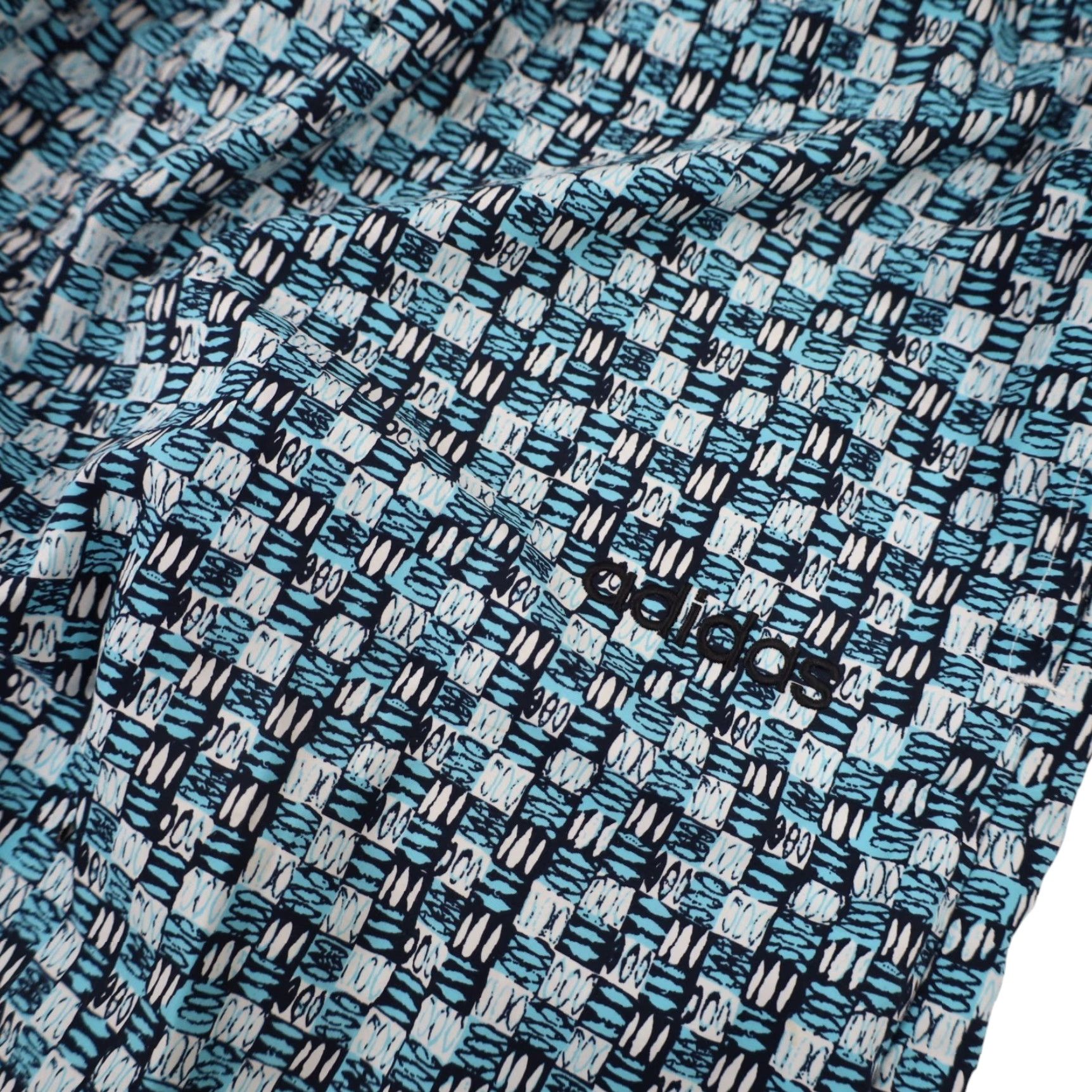 Adidas VINTAGE Adidas Allover Print Muscle Pants Mens Jogger Blue 28"x30" Small Regular Size XS? Size US 29 - 4 Thumbnail