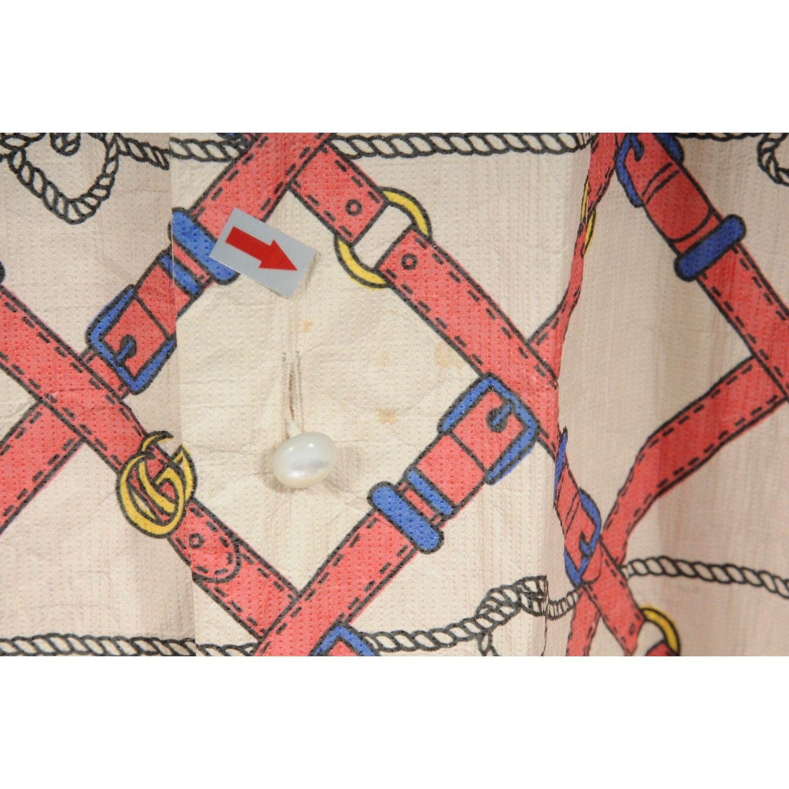 Gucci Red Tan Wrinkled Paper Belts Bowling Button Down Shirt SS Size US M / EU 48-50 / 2 - 4 Thumbnail