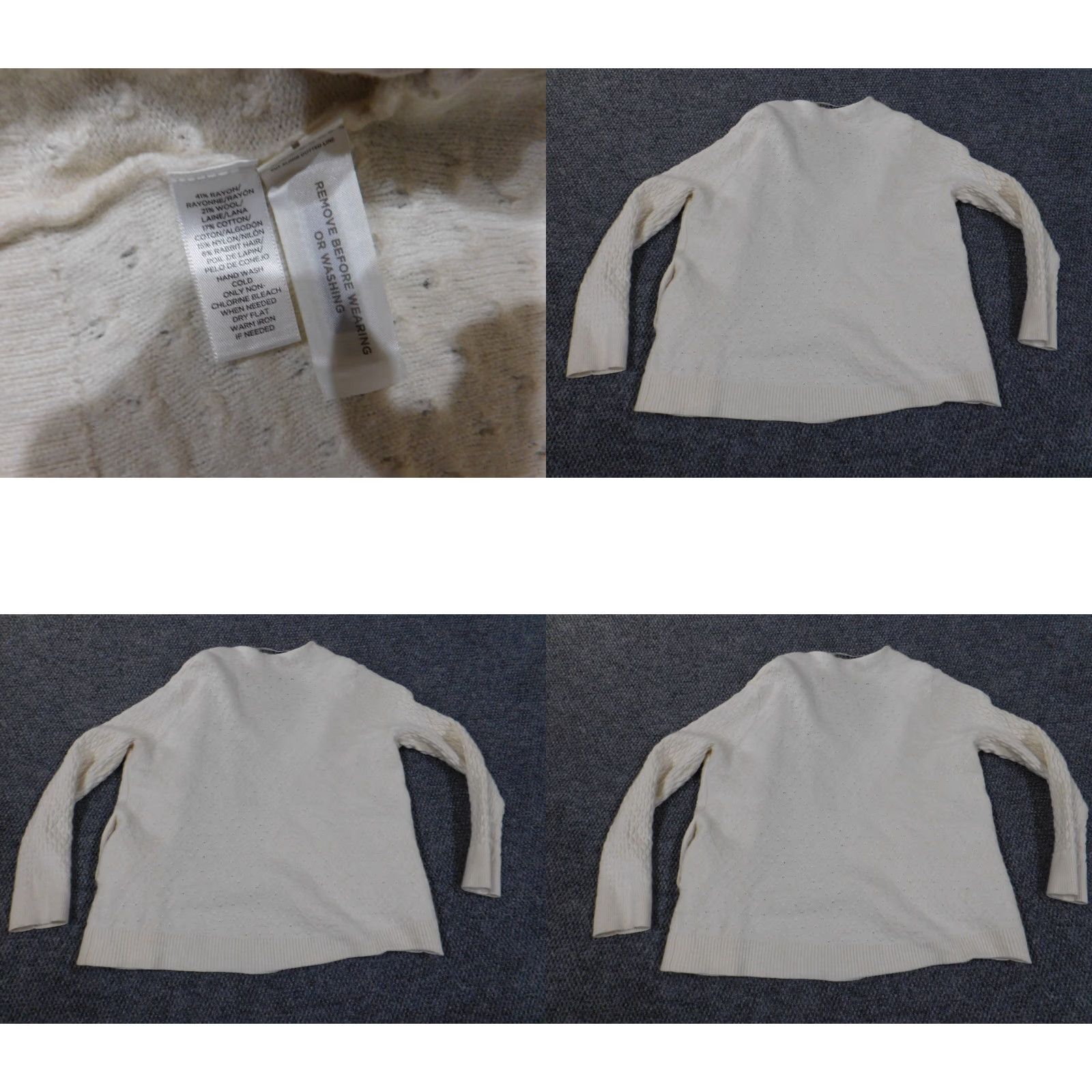 Loft LOFT Cardigan Sweater White L Womens Mock Neck Knit Wool Rayon Stretch Casual Modern Regular Size L / US 10 / IT 46 - 8 Thumbnail