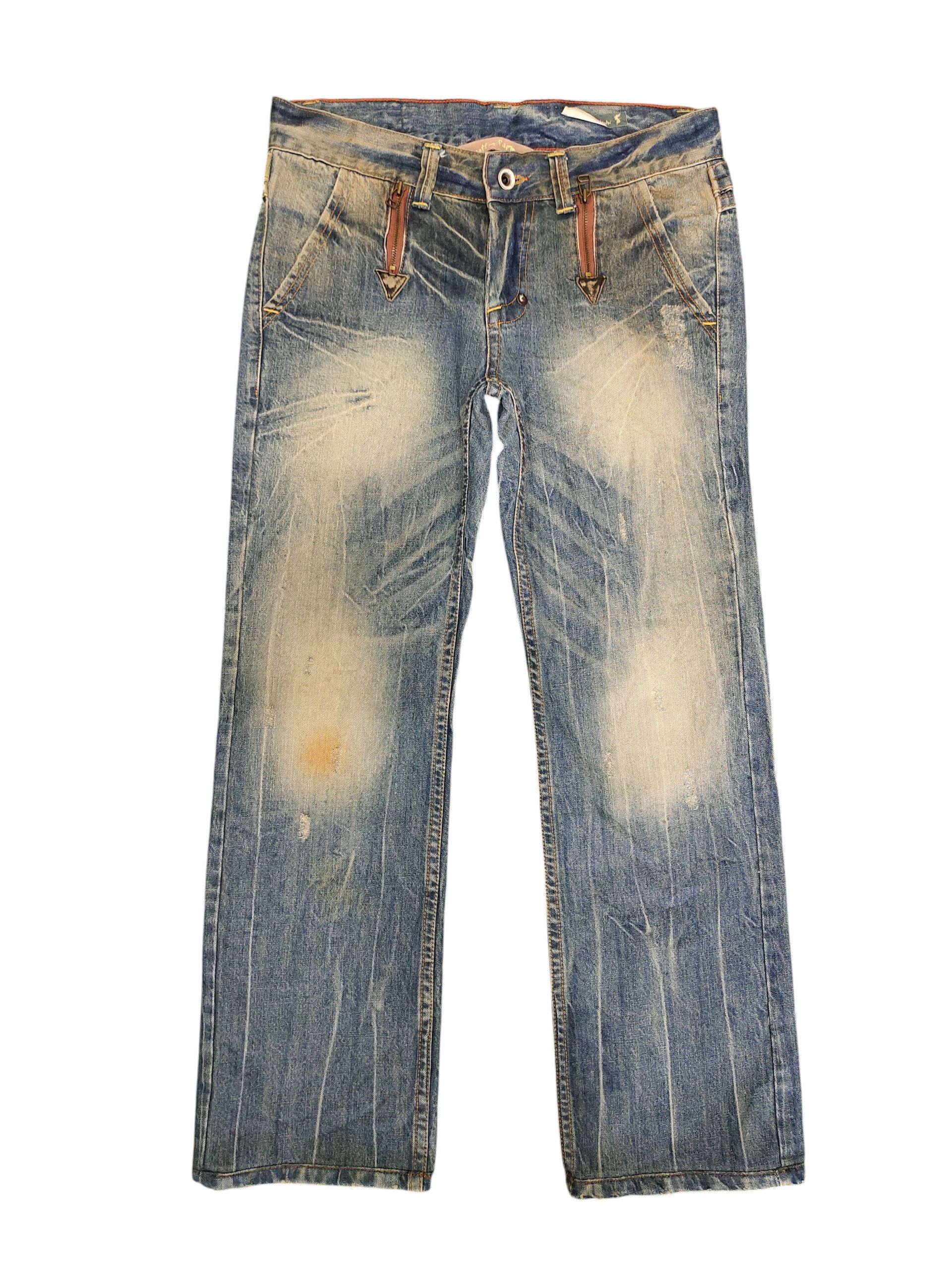 Tornado Mart Japanese Brand Cotton Farm Jeans - Clawmark Distress Rusty Size US 33 - 1 Thumbnail