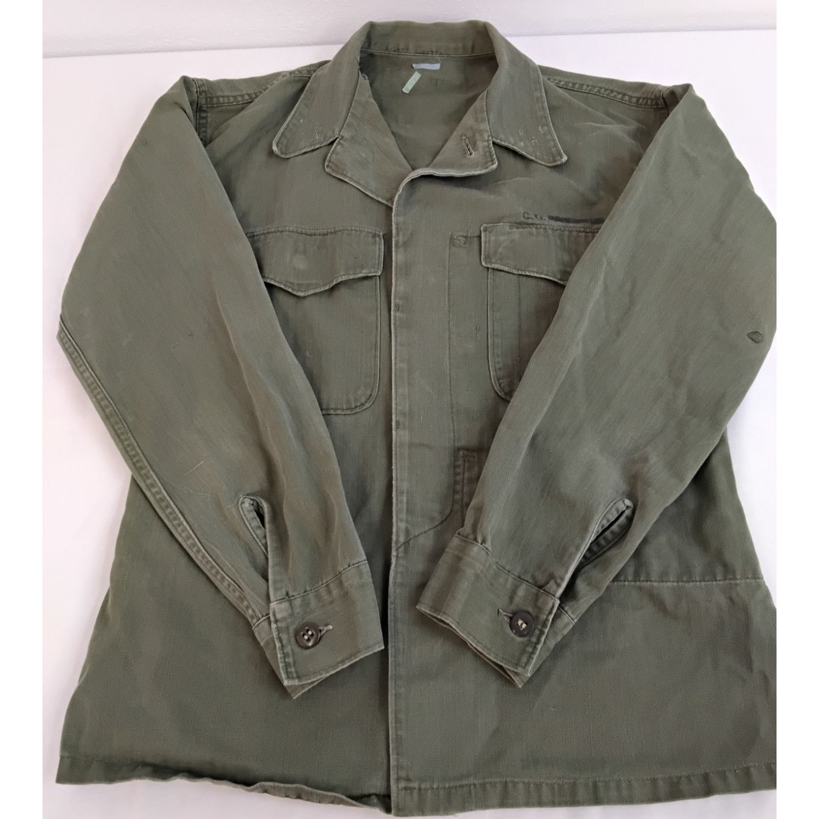 Other USMC Uniform Shirt Men's S Green Herringbone Twill VTG 40s Size US S / EU 44-46 / 1 - 10 Thumbnail