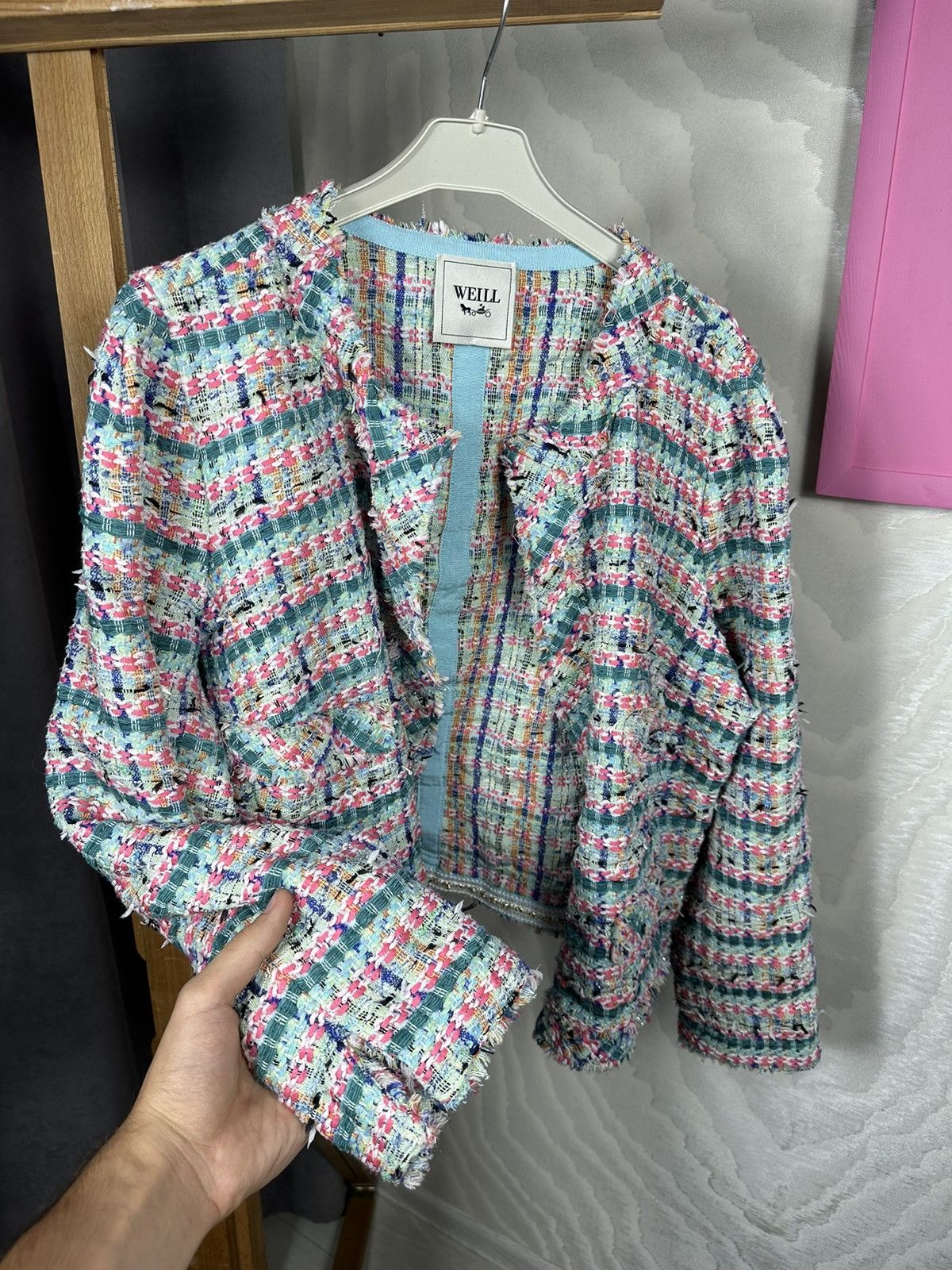 Other Weill Blazer Jacket Fringed Tweed Size L / US 10 / IT 46 - 15 Thumbnail