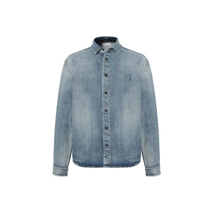 Saint Laurent Paris Saint Laurent Blue Denim Long Sleeve Shirt-2507 Size US XL / EU 56 / 4 - 7 Thumbnail